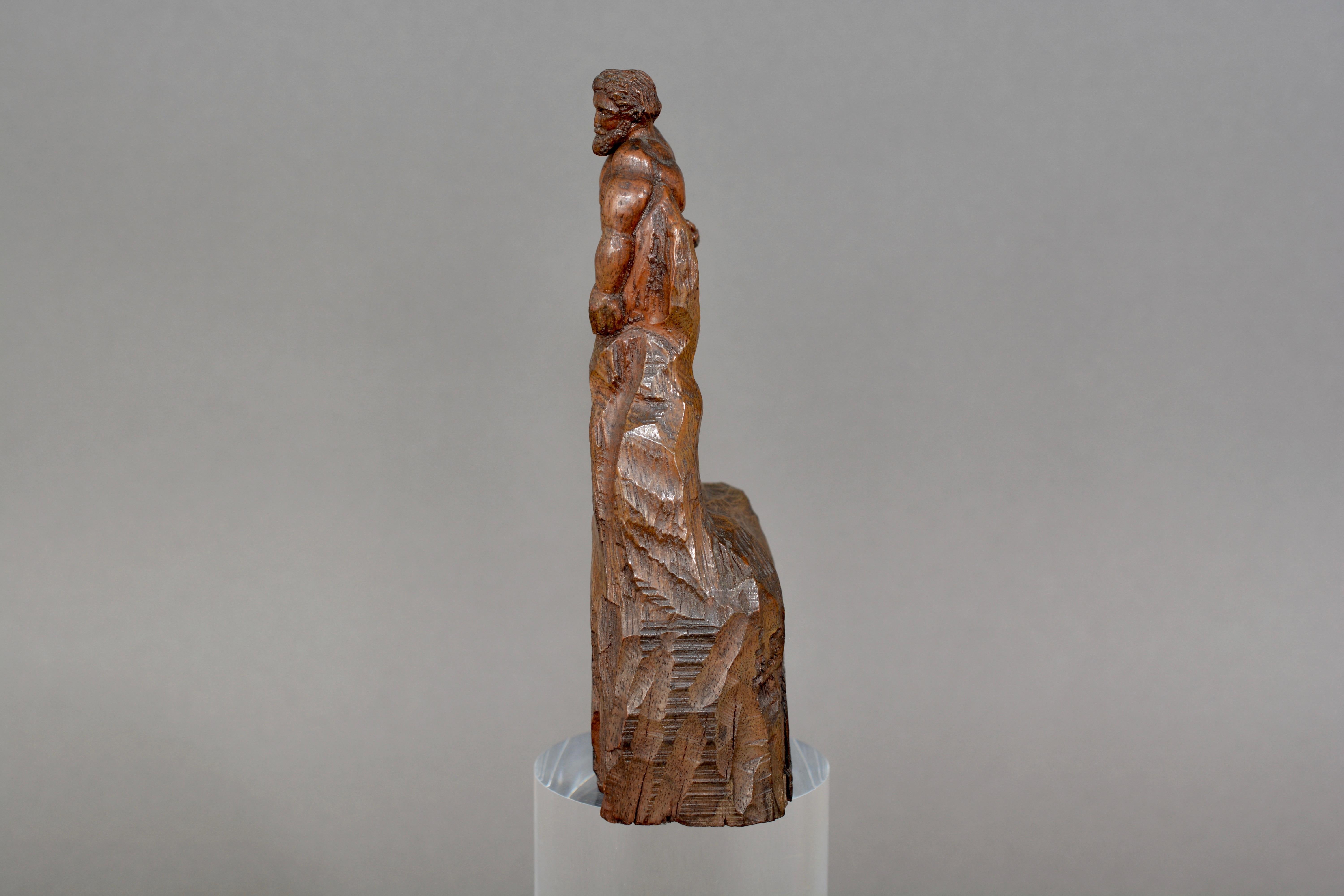 Italian Hand Carved Wooden Figure of Hercules, circa 1900