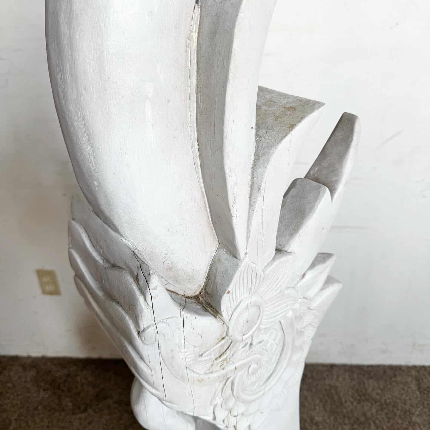 Fin du 20e siècle Sculpture de fleurs en bois sculptée à la main sur socle en métal en vente