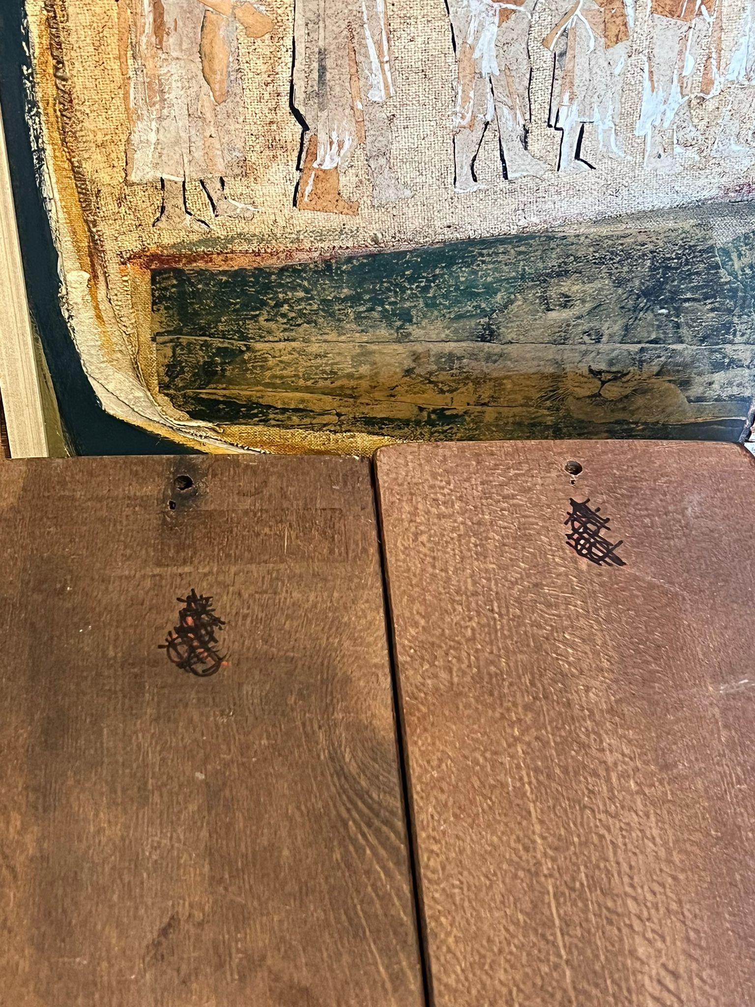 Tavola per biscotti tradizionale Folk Art Carved in legno intagliata a mano. Set di 2 in vendita 3