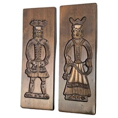 Tabla para galletas tradicional de madera tallada a mano Folk Art. Set de 2