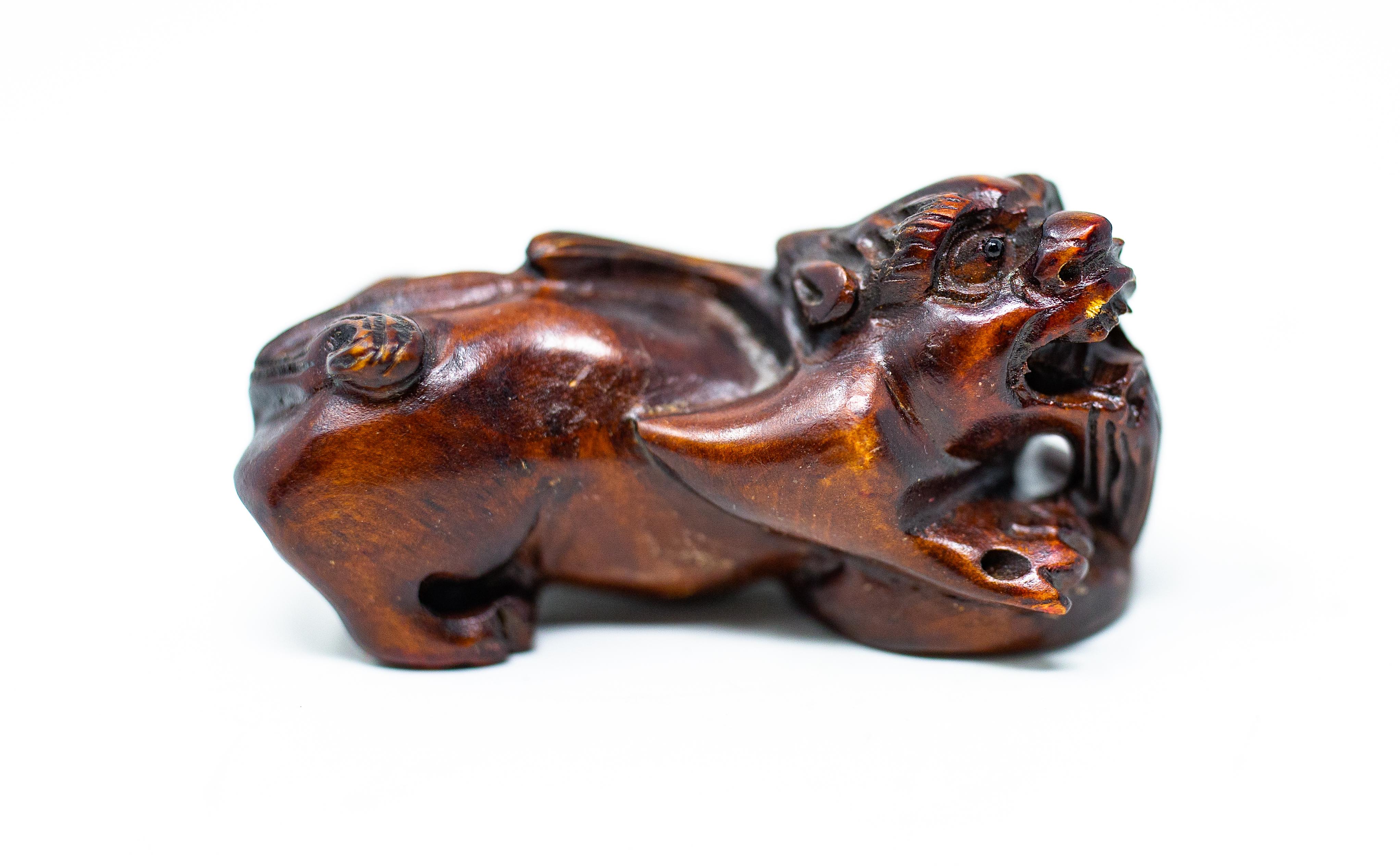 Chinese Export Hand Carved Wooden Foo Dogs For Sale