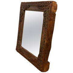 Hand Carved Wooden Framed Mirror, 20th Century