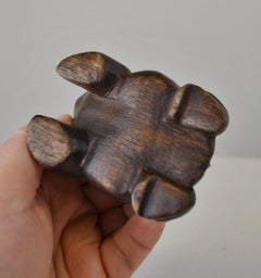 Hand-Carved Wooden Frog Sculpture, Rustic Folk Art Decor