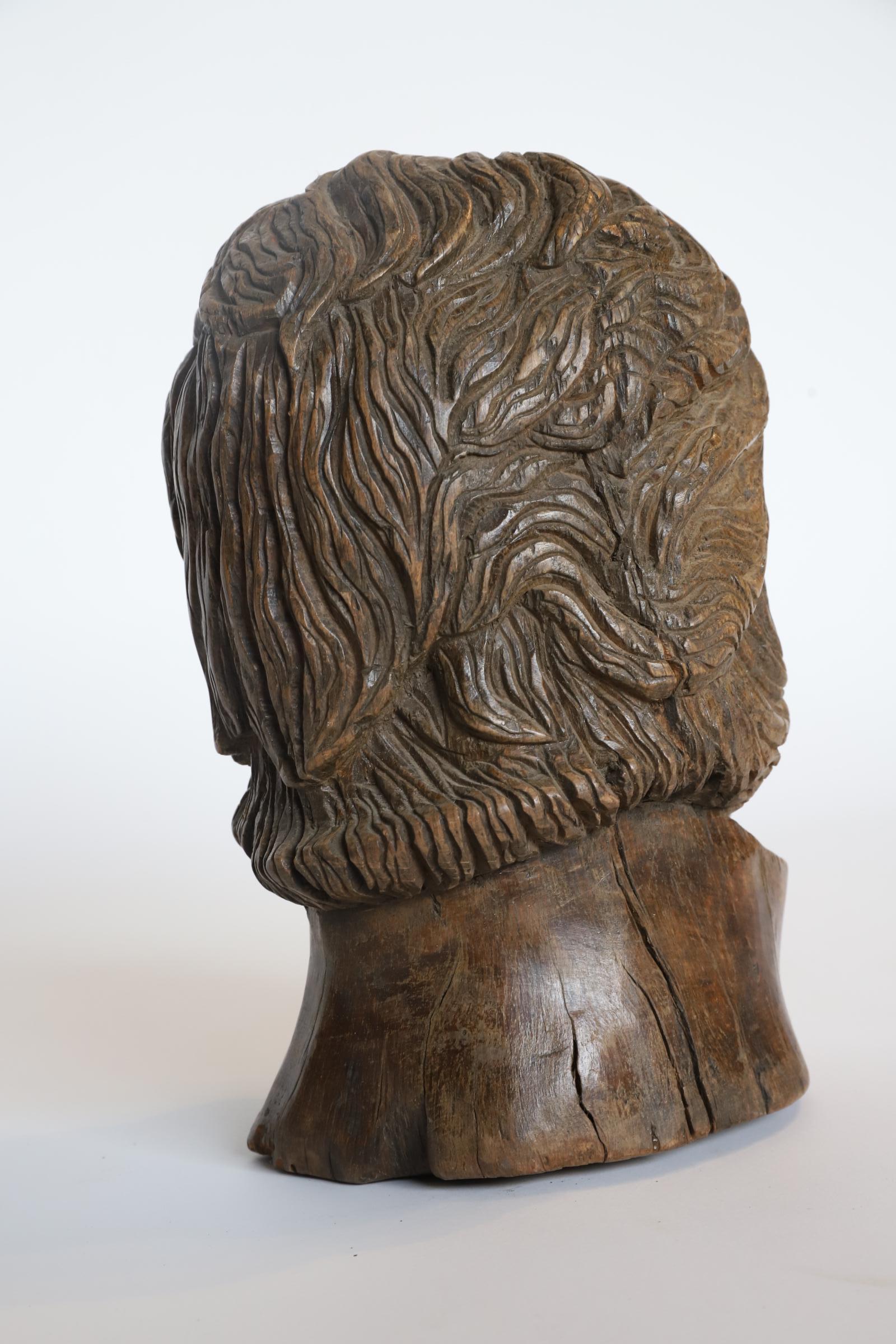 20th Century Hand Carved Wooden Head Scutlpture For Sale