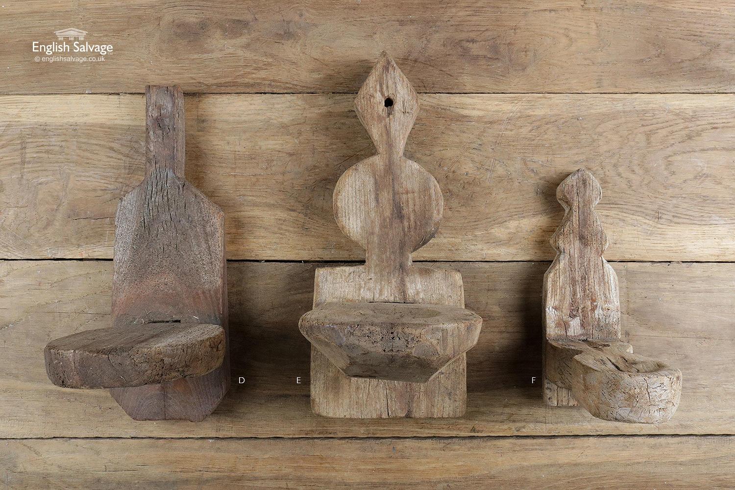European Hand Carved Wooden Indian Candleholders, 20th Century For Sale