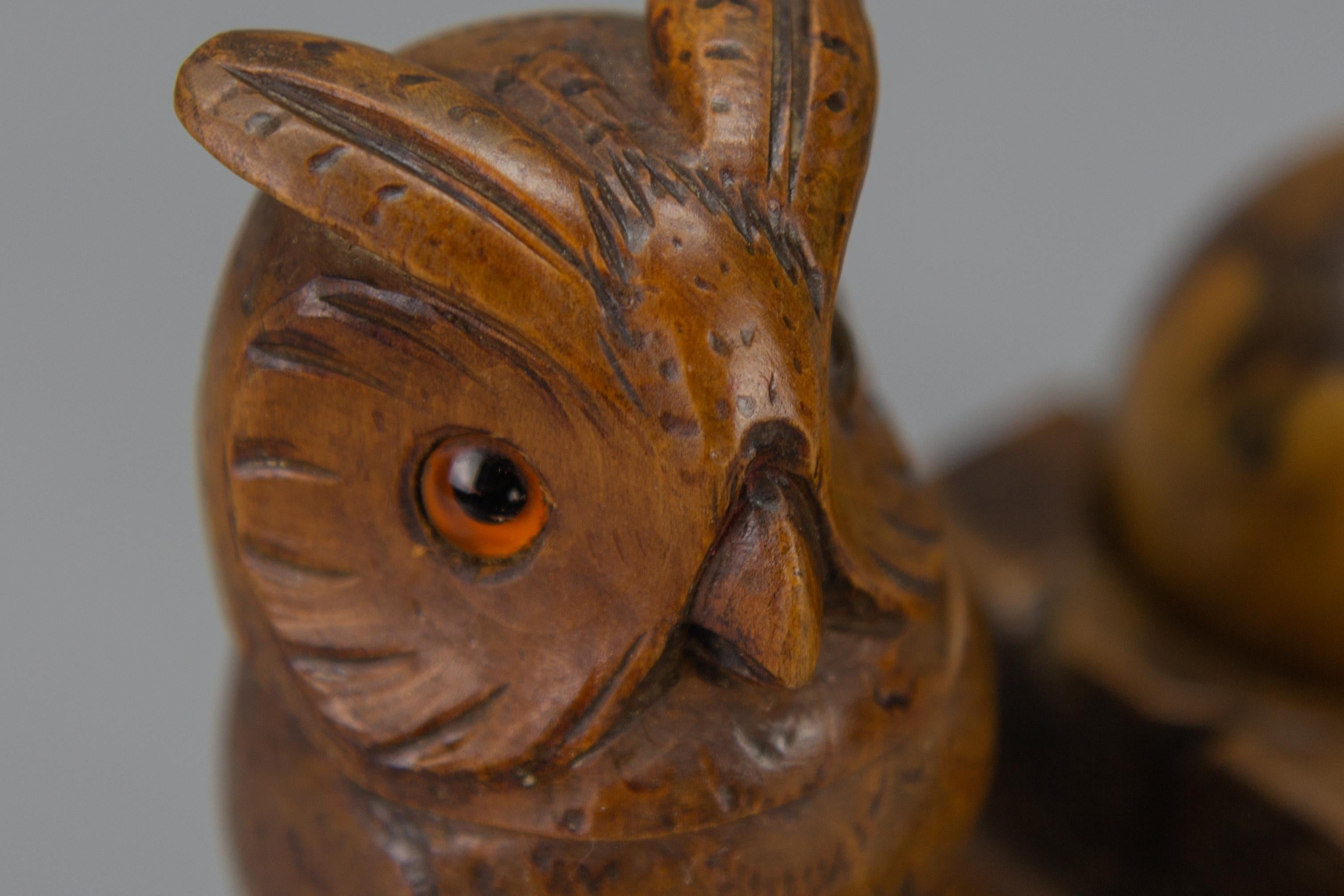 wooden owl inkwell