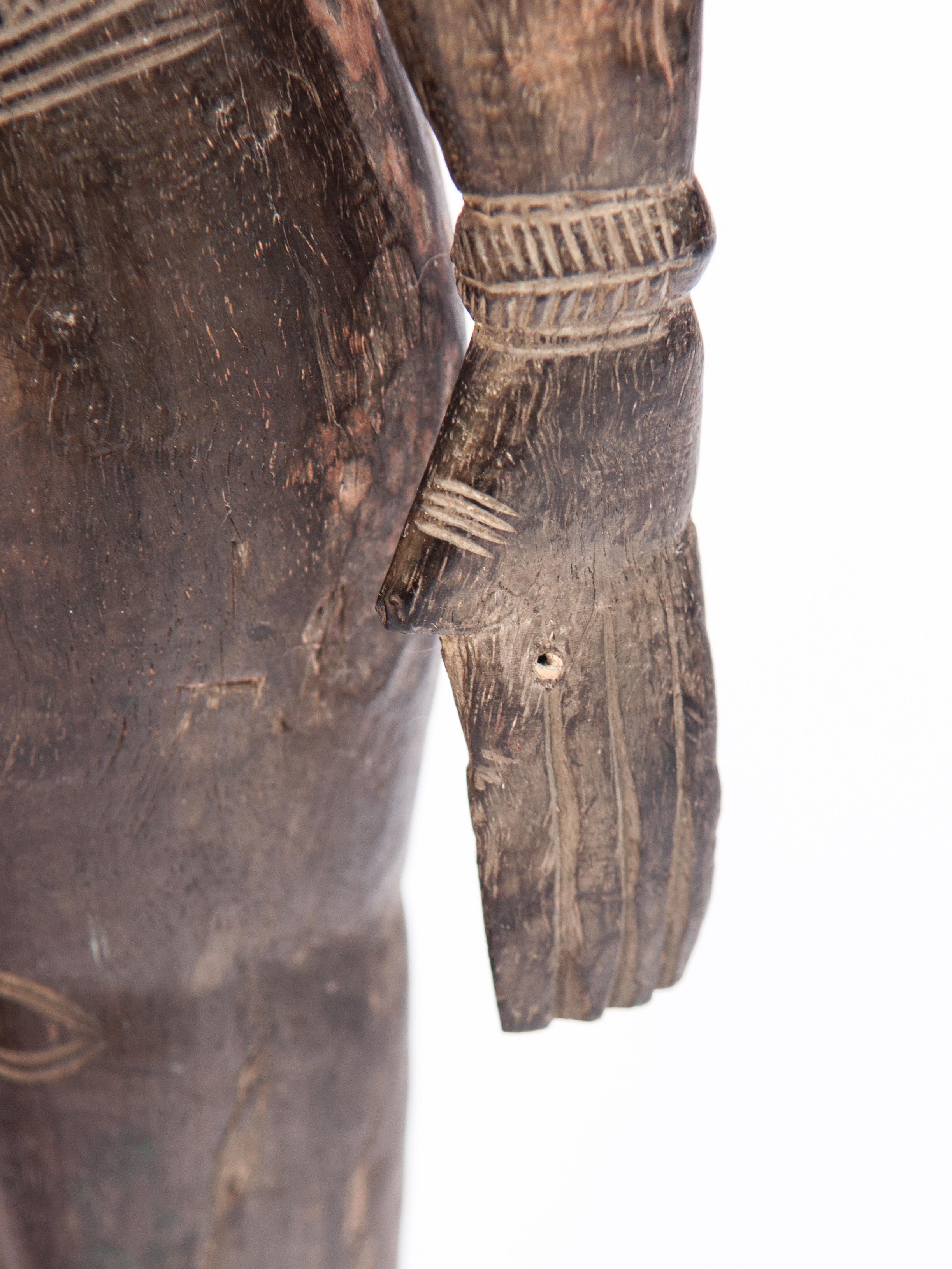 Hand Carved Wooden Marapachi Doll from Tamil Nadu, Mid-20th Century, Metal Stand 4