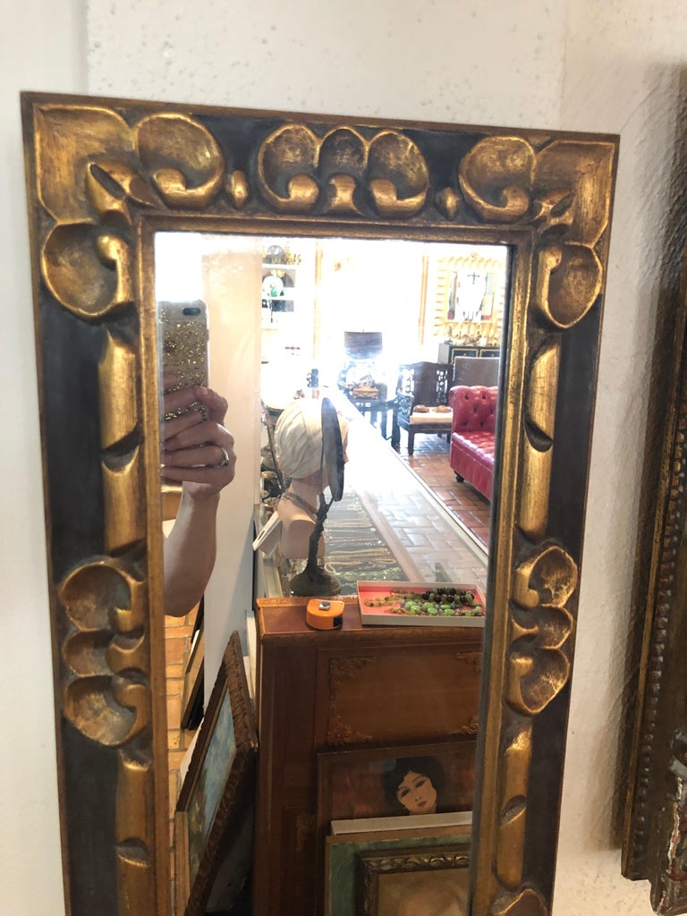 Hand Carved Wooden Mirror For Sale at 1stdibs