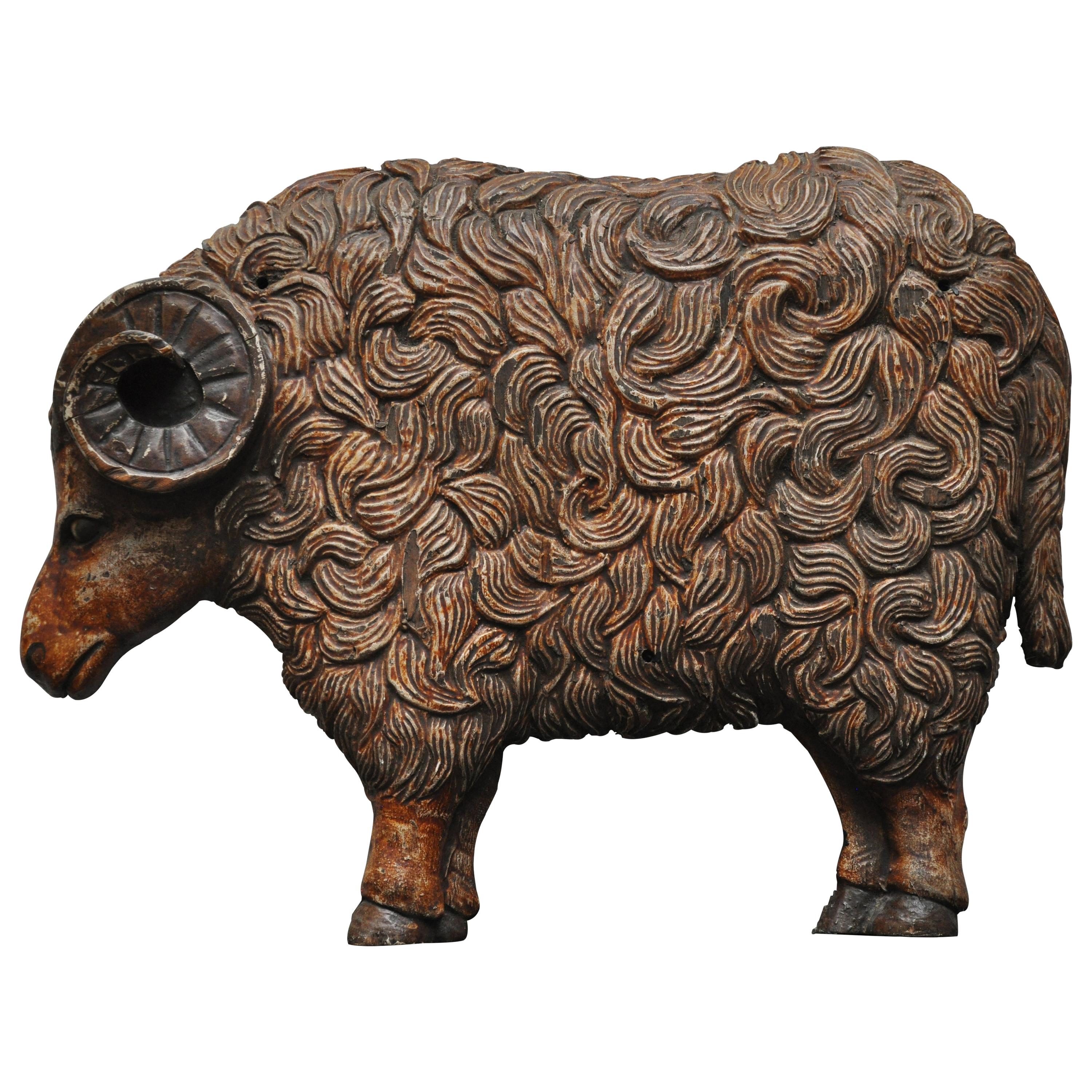 Hand Carved Wooden Ram Wall Decor
