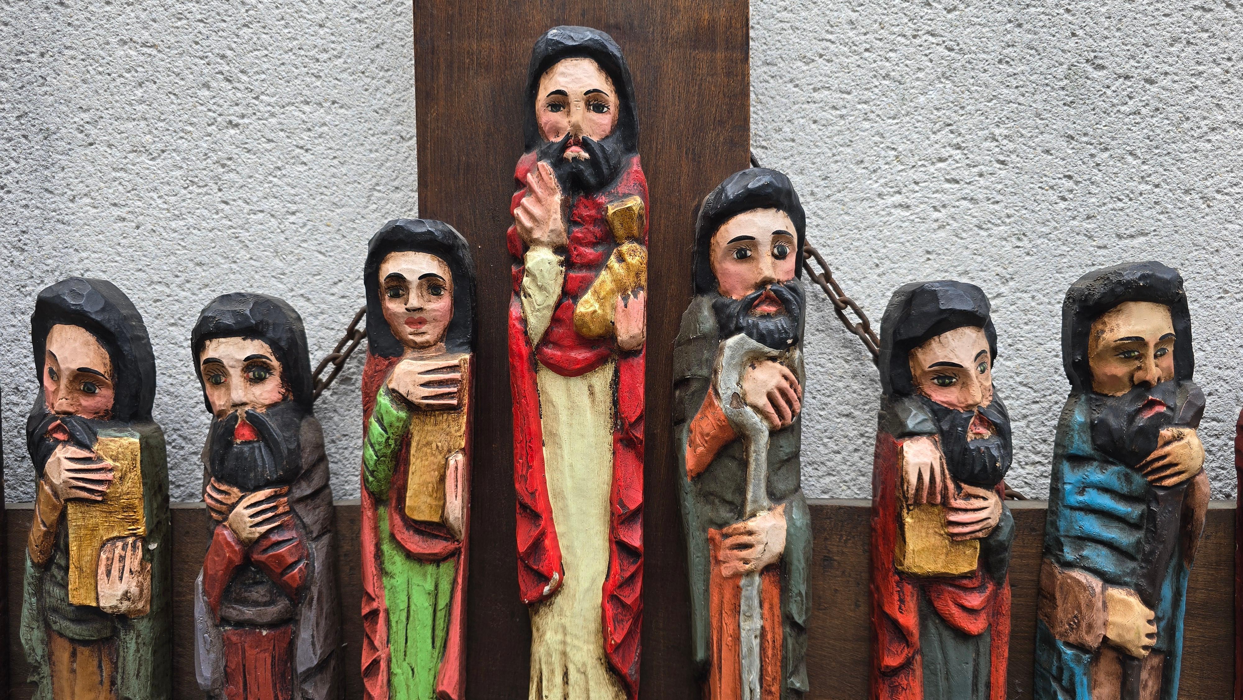 Relief en bois sculpté à la main Cène Bon état - En vente à Antwerp, BE