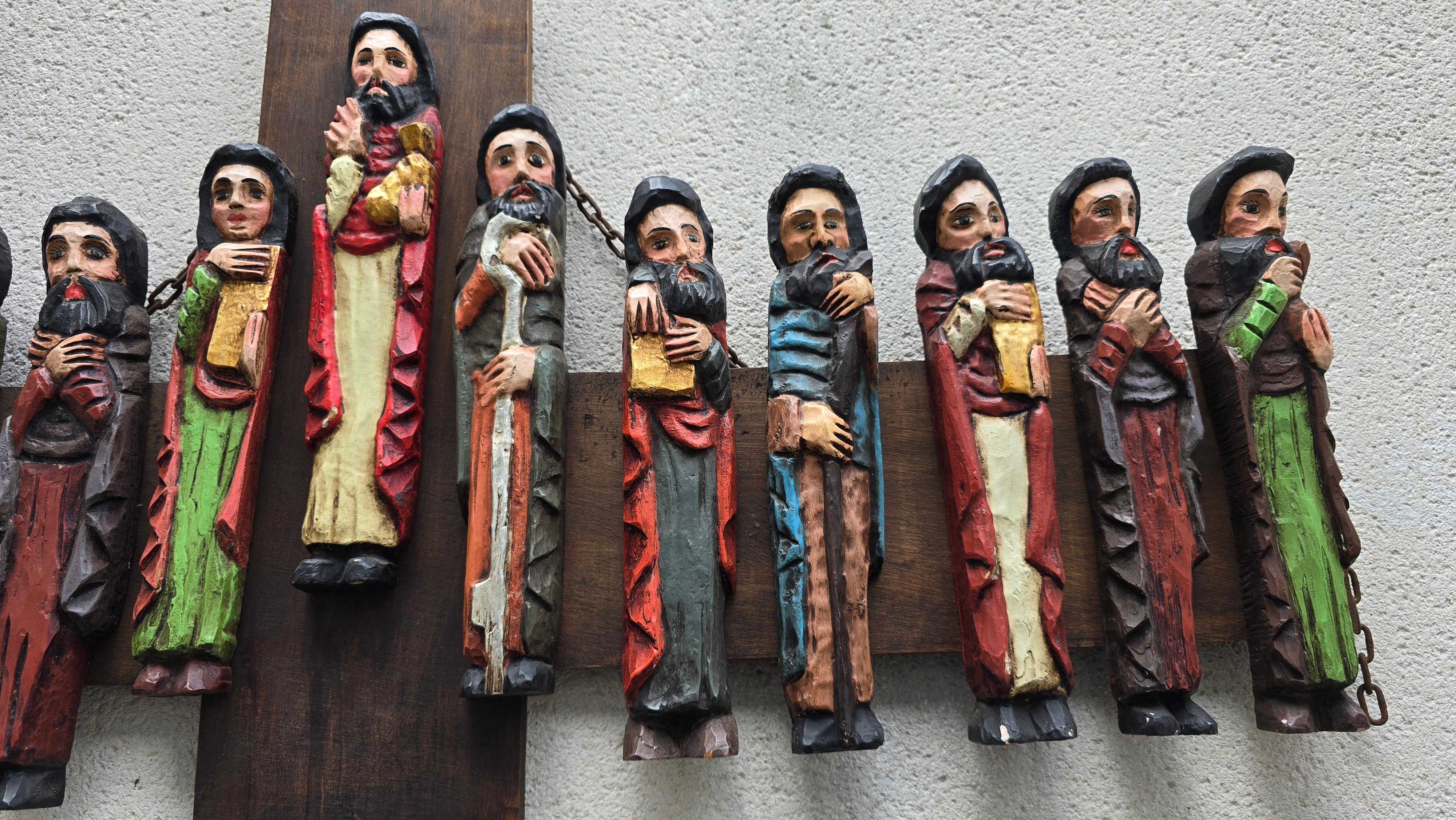 Métal Relief en bois sculpté à la main Cène en vente