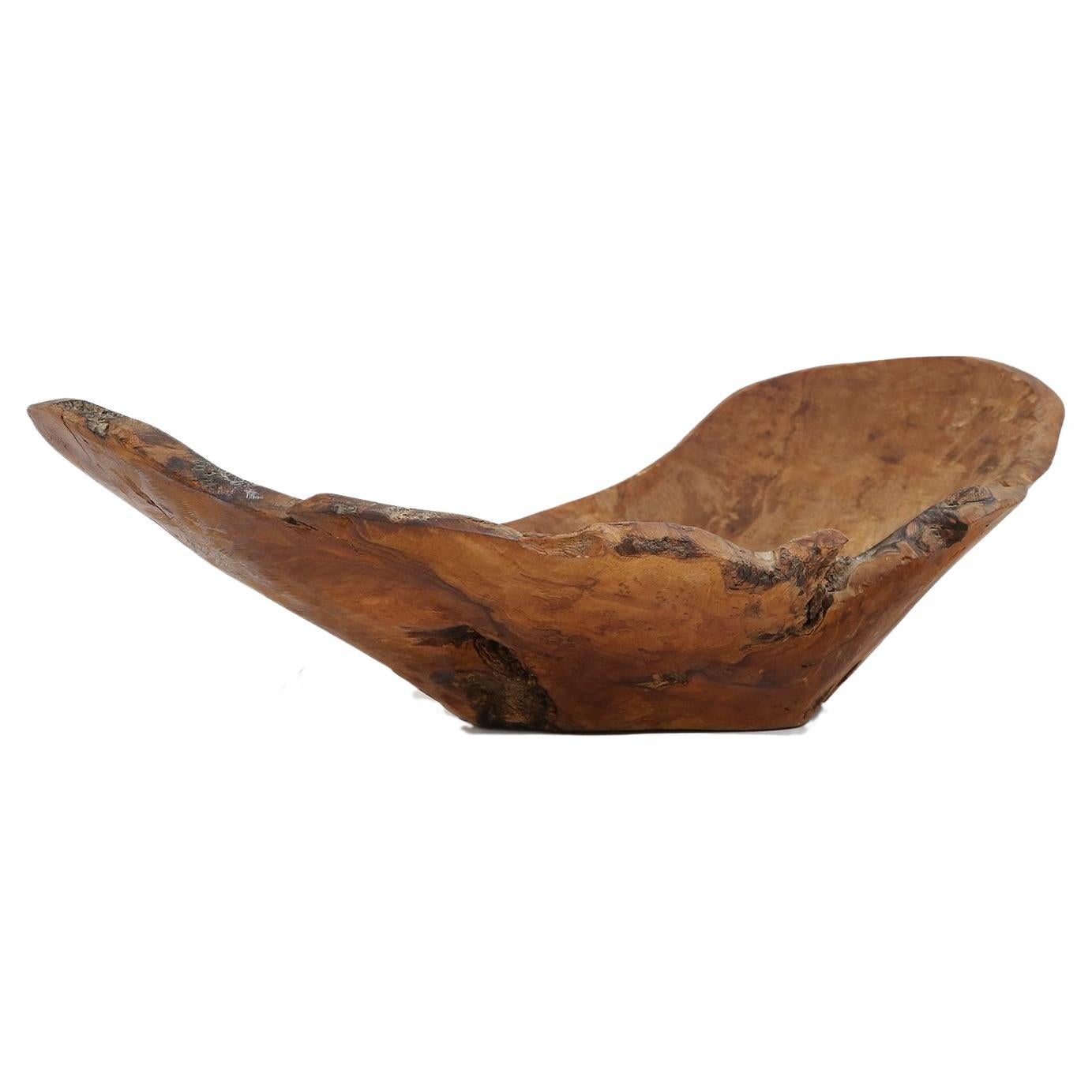 Hand-Carved Wooden Root Bowl, France, 1950s, Unique Patina