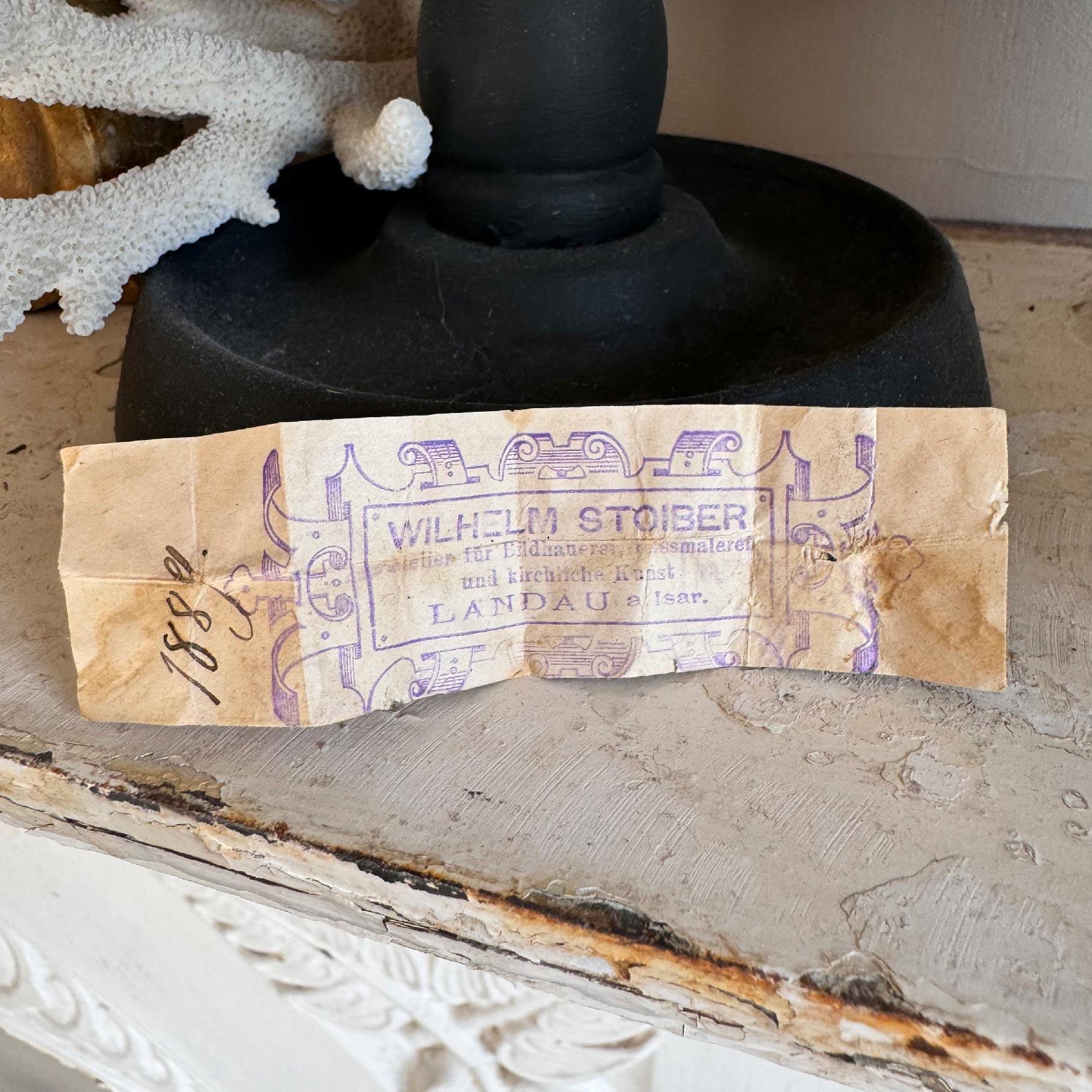 Handgeschnitztes heiliges Holzherz aus Holz mit rotem und vergoldetem Übergossenem Gesso 1889 im Angebot 4