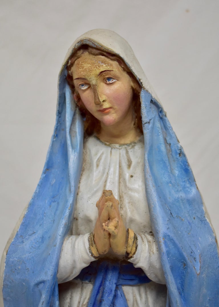 Hand Carved Wooden Sculpture of Our Lady of Lourdes at 1stDibs