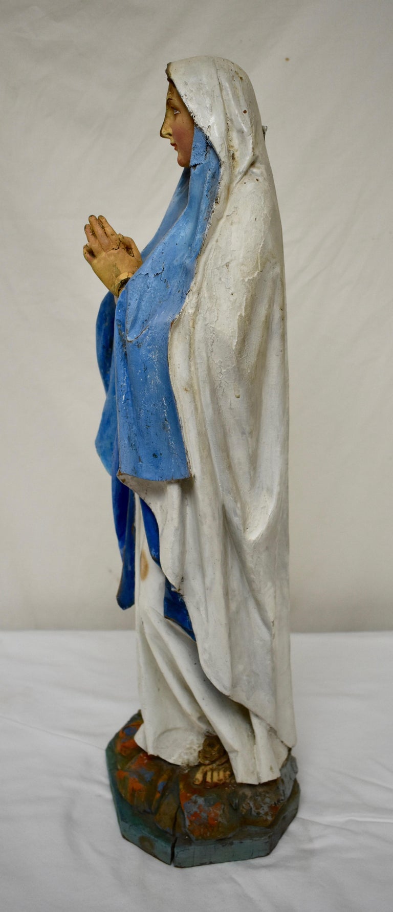 Hand Carved Wooden Sculpture of Our Lady of Lourdes at 1stDibs