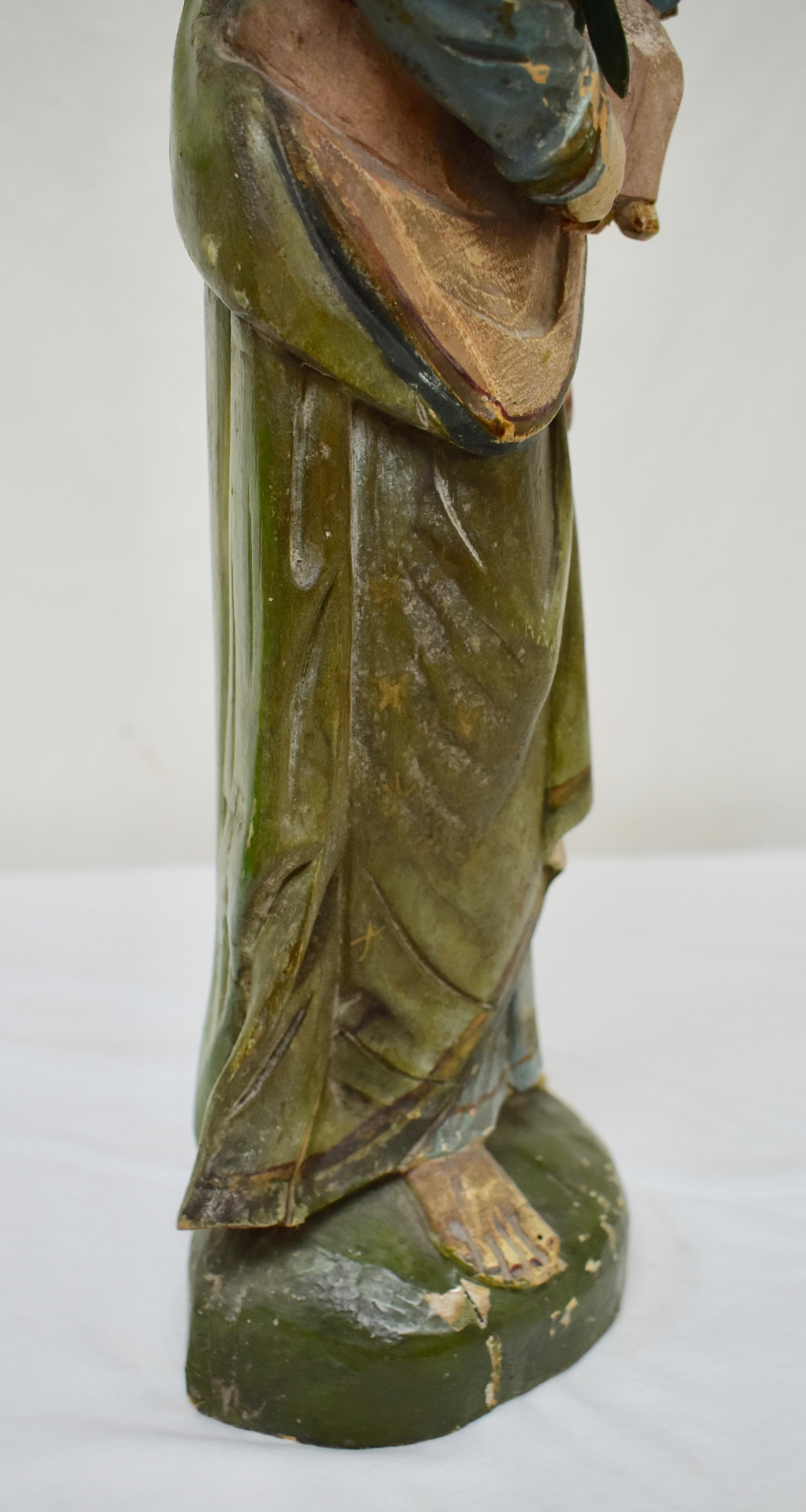 Hand Carved Wooden Sculpture of Saint Joseph with Baby Jesus 1