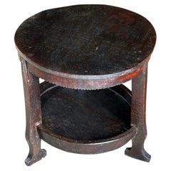Hand-Carved Wooden Side Table from Niger, Two-Tier Design, 1920s