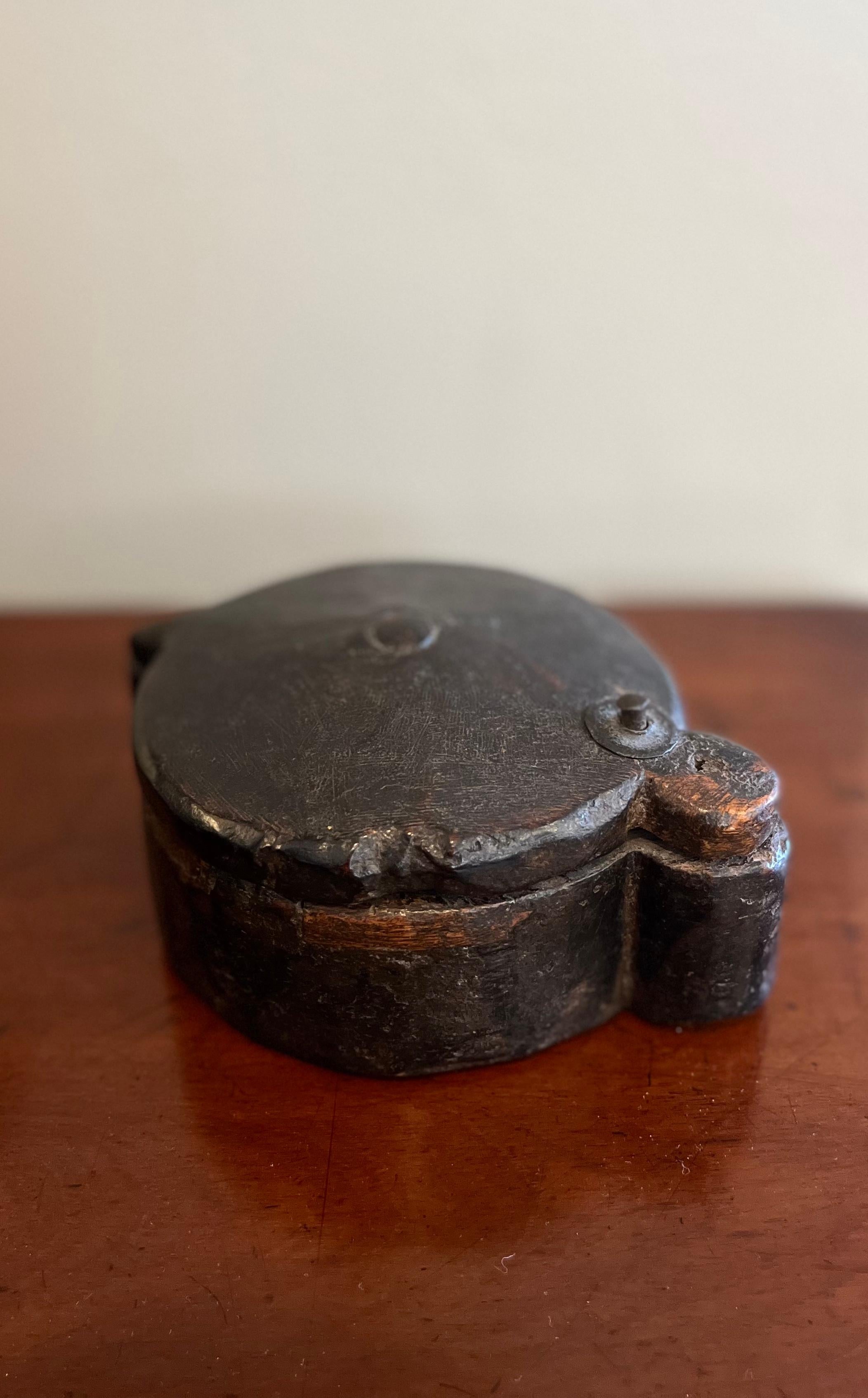 English Hand-Carved Wooden Spice Box