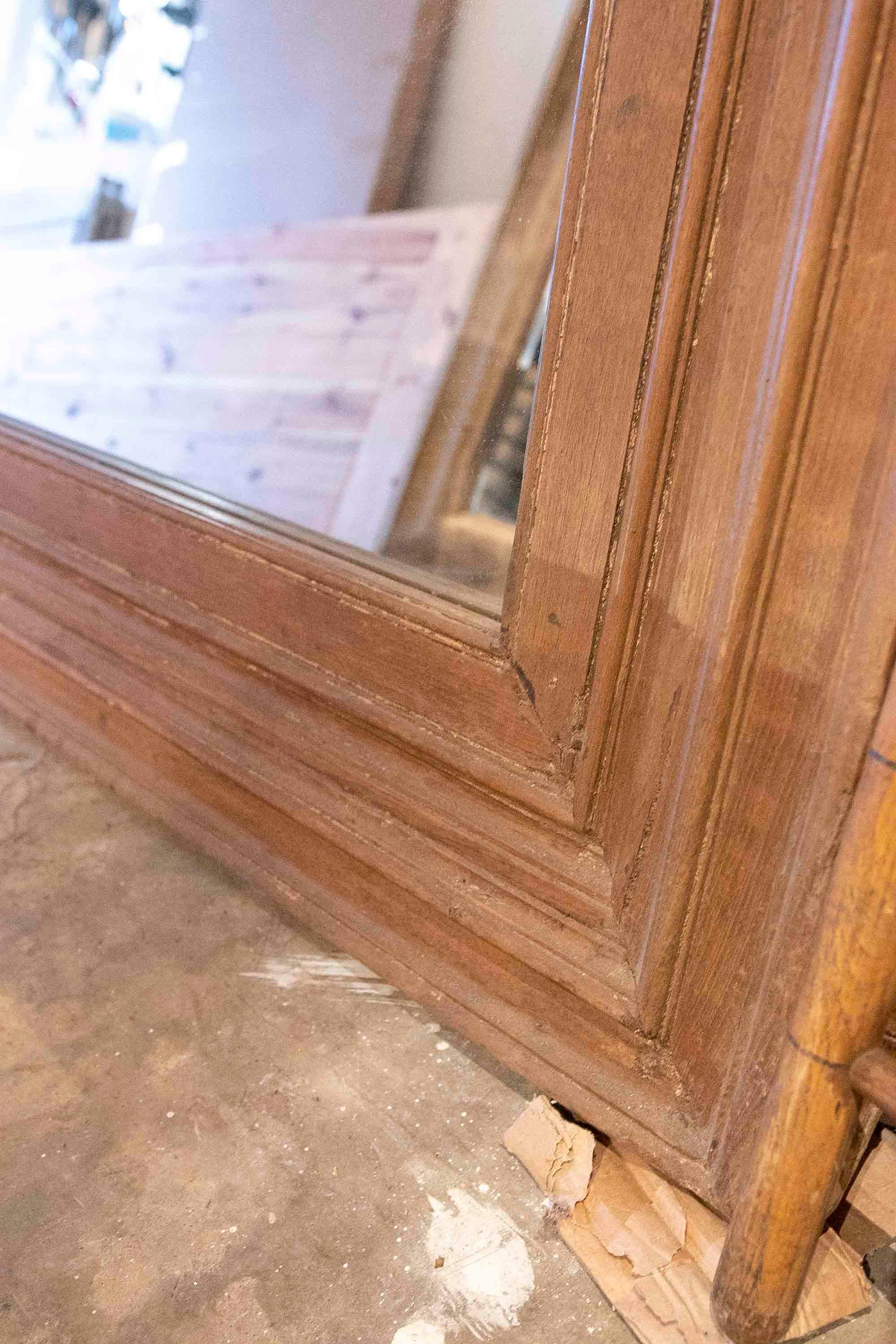 Hand-Carved Wooden Square Wall Mirror For Sale 7