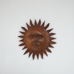 Hand Carved Wooden Sun Wall Hanging