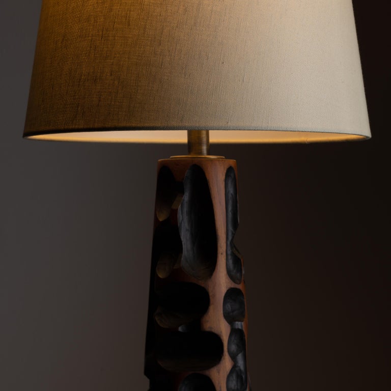 Hand Carved Wooden Table Lamp For Sale at 1stDibs