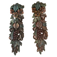 Hand Carved Wooden Vintage Wall Swags Art Sculpture