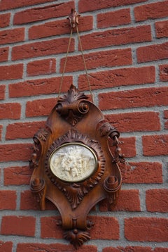 Hand Carved Wooden Wall Plaque with Christ Descent from the Cross Sculpture 1865