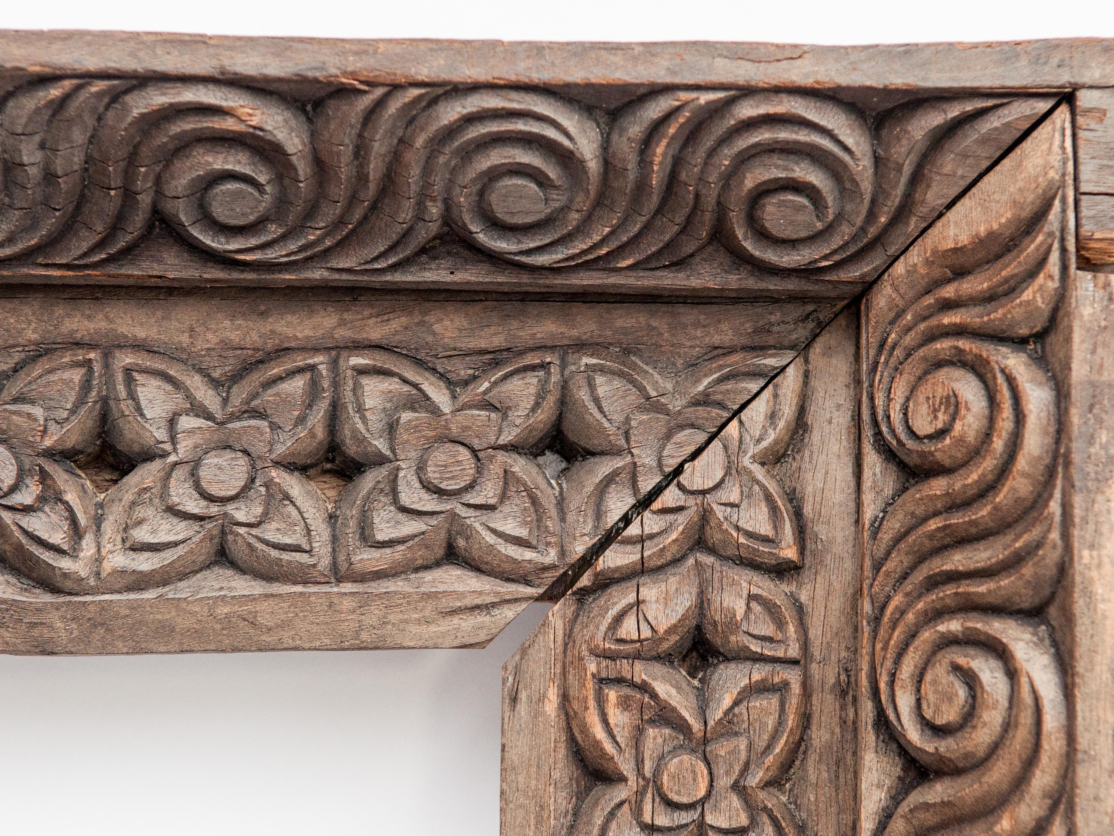 Hand Carved Wooden Window or Mirror Frame, Late 19th Century, Nepal 2
