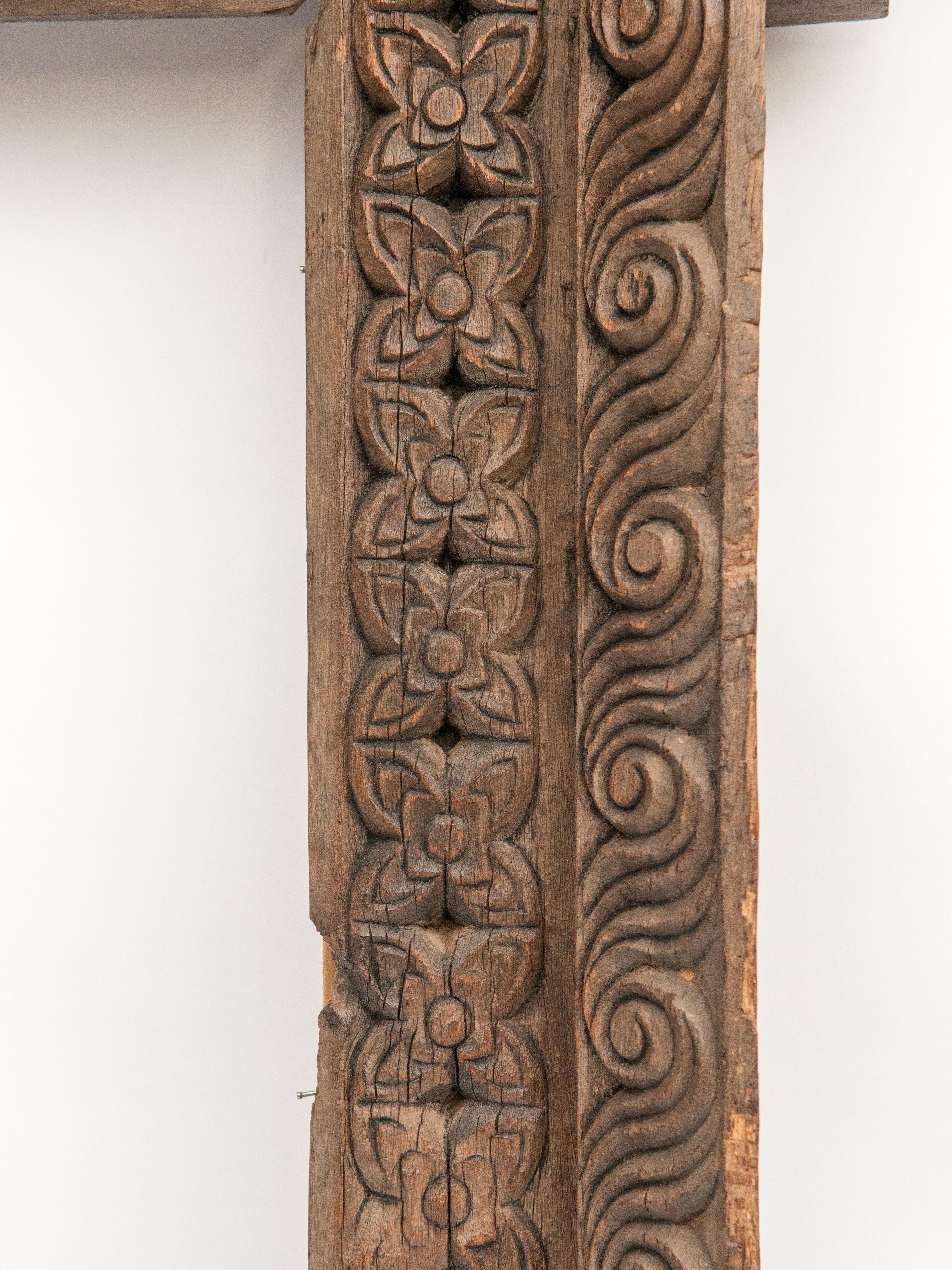 Hand Carved Wooden Window or Mirror Frame, Late 19th Century, Nepal 3