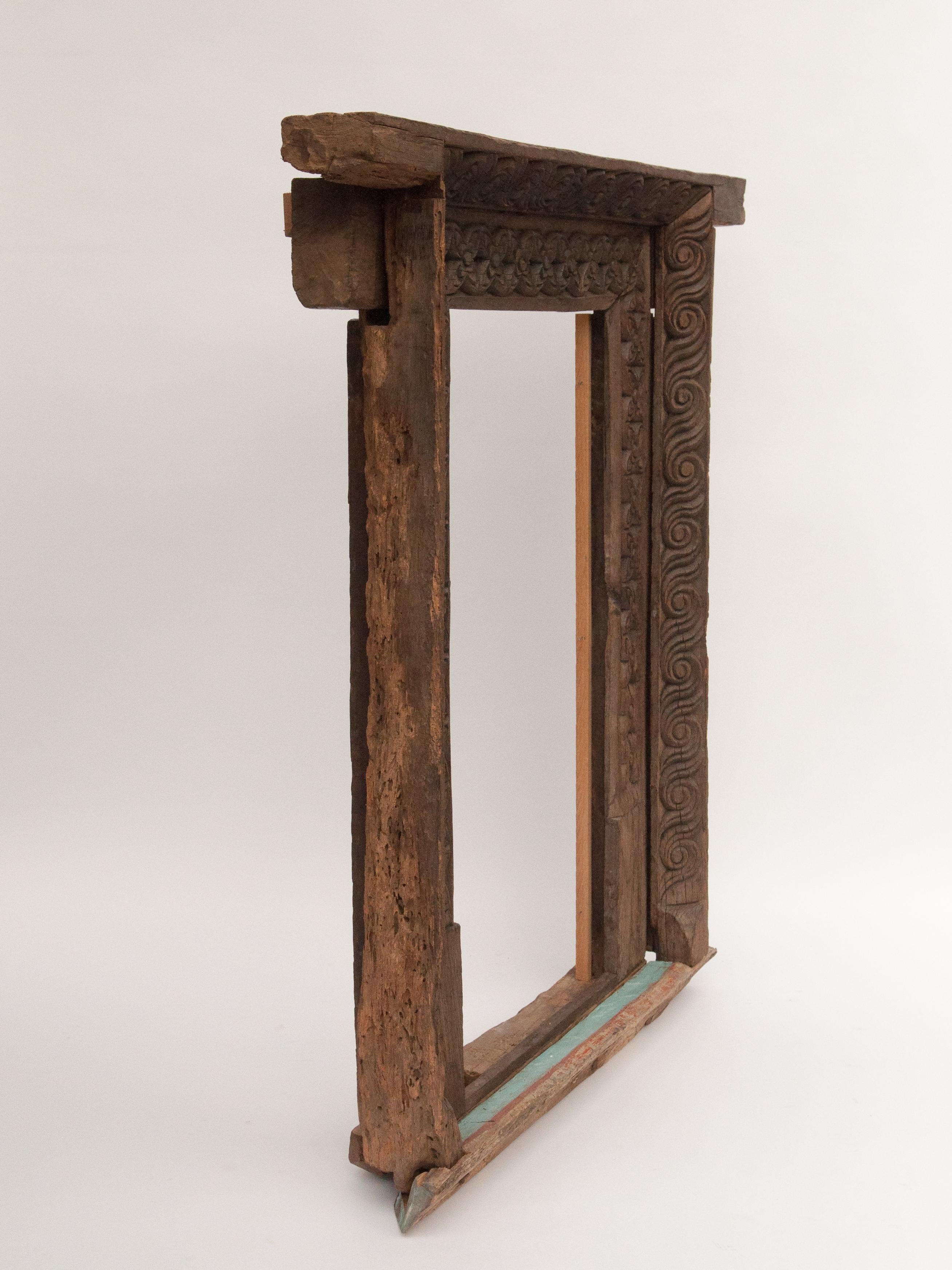 Hand Carved Wooden Window or Mirror Frame, Late 19th Century, Nepal 7