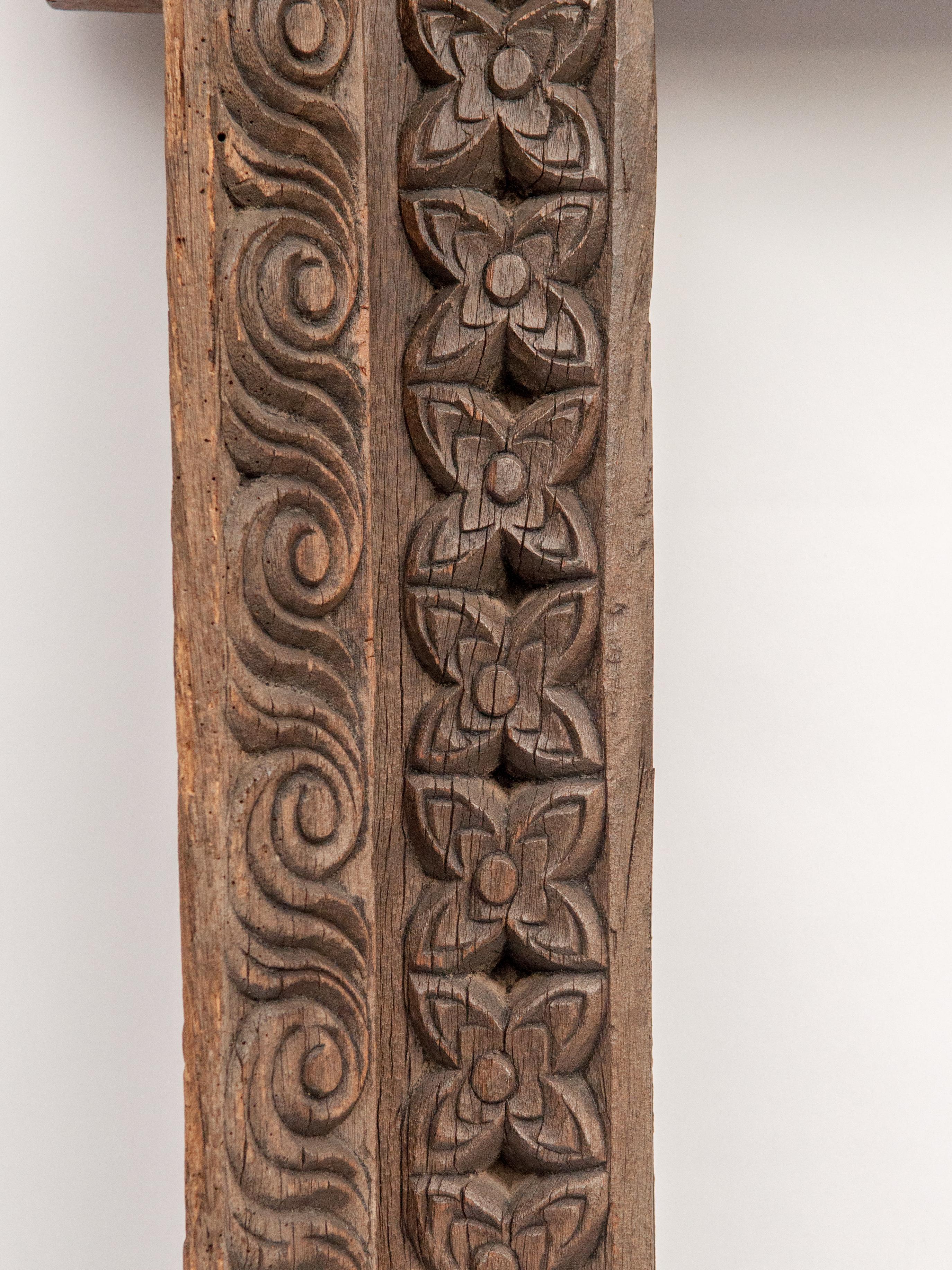 Hand-Carved Hand Carved Wooden Window or Mirror Frame, Late 19th Century, Nepal