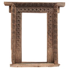 Antique Hand Carved Wooden Window or Mirror Frame, Late 19th Century, Nepal