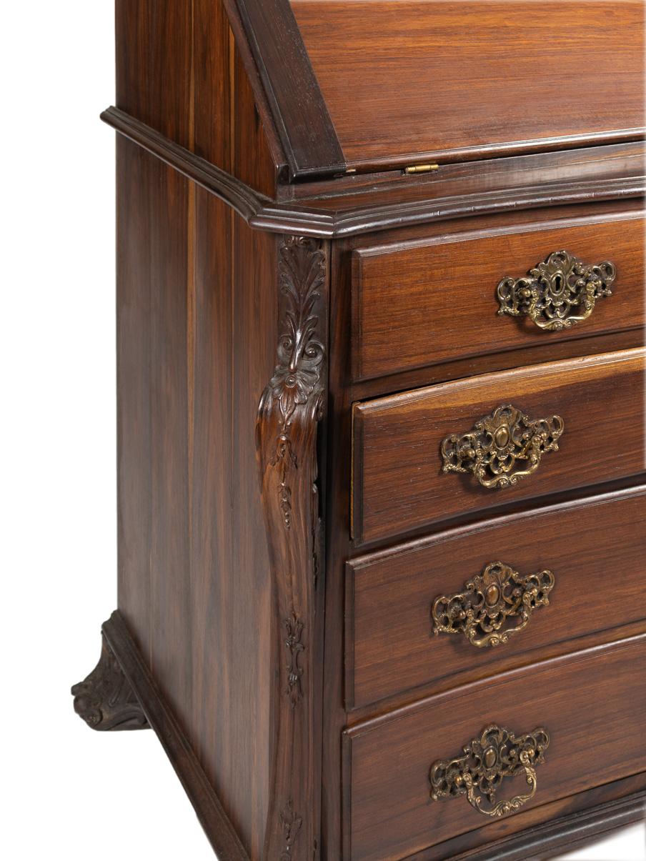 Portuguese Hand-Carved Writing Desk Commode, 20th Century For Sale