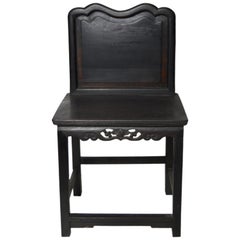 Hand-Carved Yumu Wood Chinese 19th Century Side Chair with Foliage and Scrolls