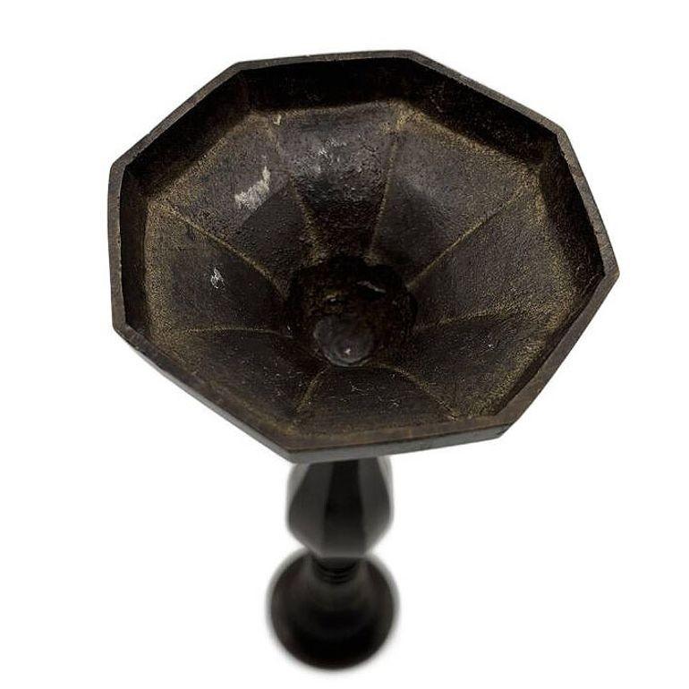 Porte-bougies en bronze moulé à la main avec abat-jour réticulé percé en métal argenté Excellent état - En vente à Van Nuys, CA