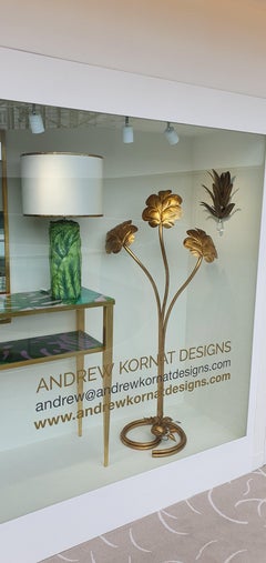 Hand cast ceramic Jungle Leaf Table lamp in hand painted green glaze