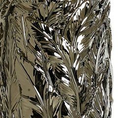 Hand cast ceramic Jungle Leaf Table lamp in real liquid Platinum glaze