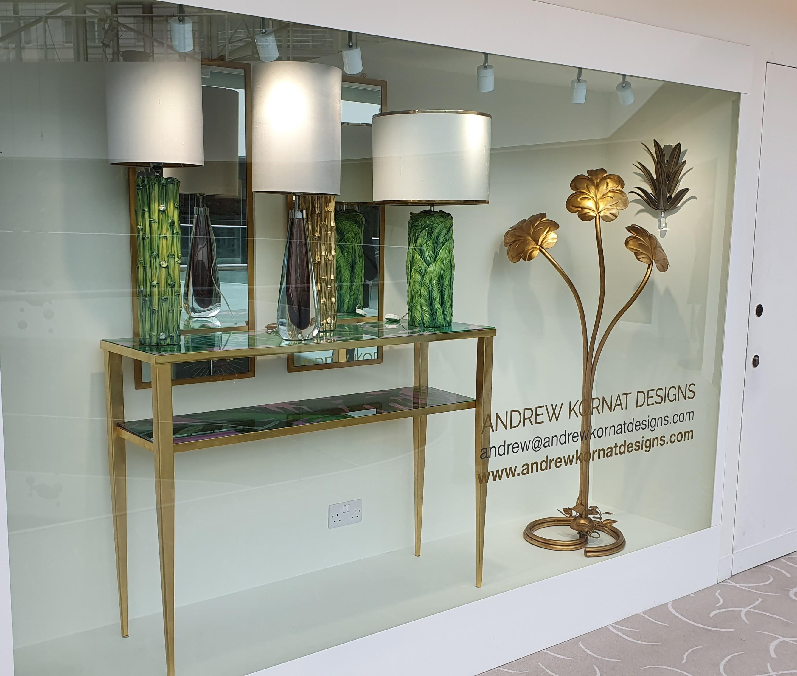 Lampada da tavolo Bamboo a cilindro alto in ceramica fusa a mano con smalto verde dipinto a mano in vendita 5