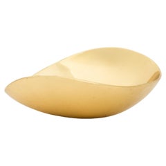 Hand Cast Polished Brass Irregular Shallow Decorative Bowl, Vide-poche