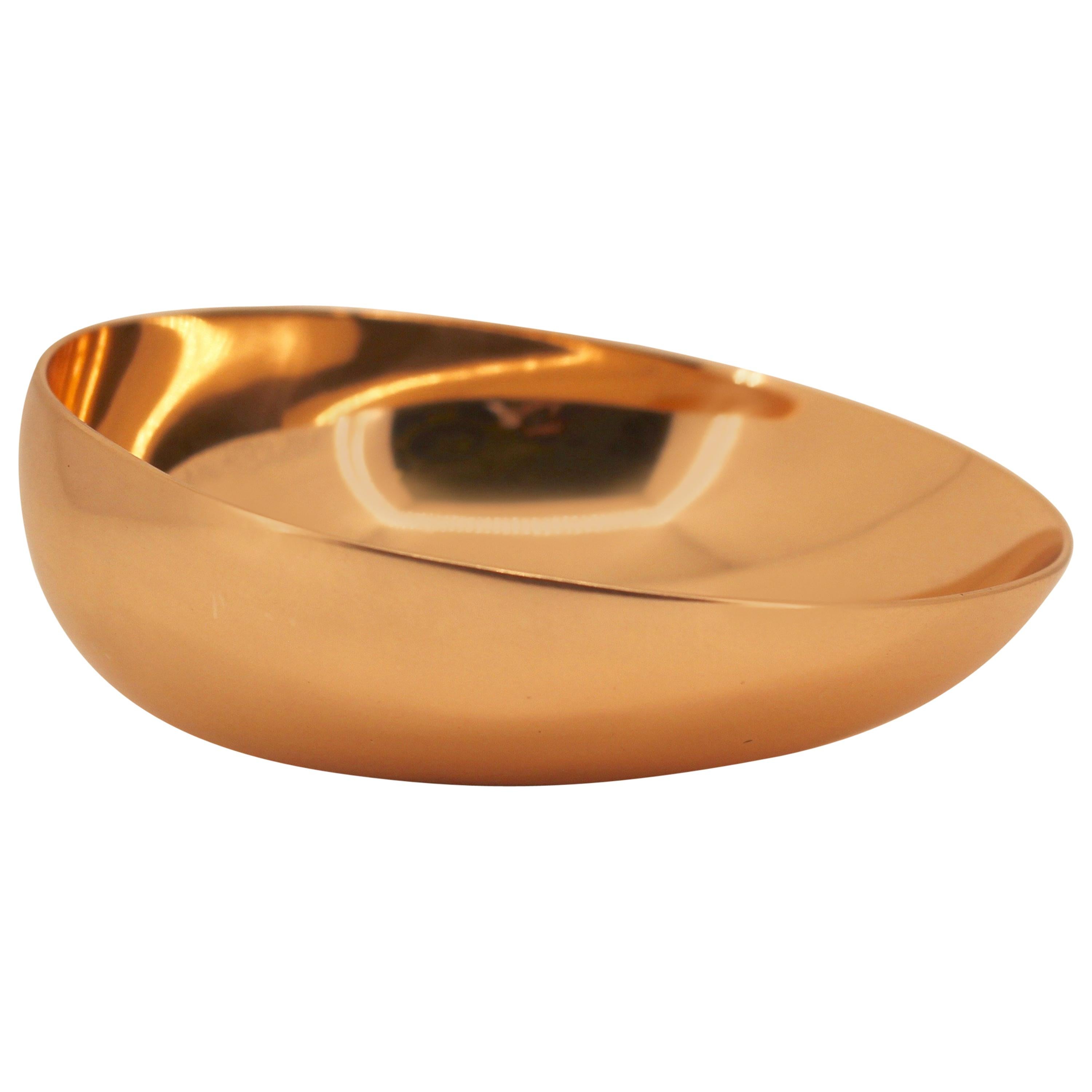 Contemporary Hand-Cast Polished Bronze Indian Bowl, Vide-Poche For Sale