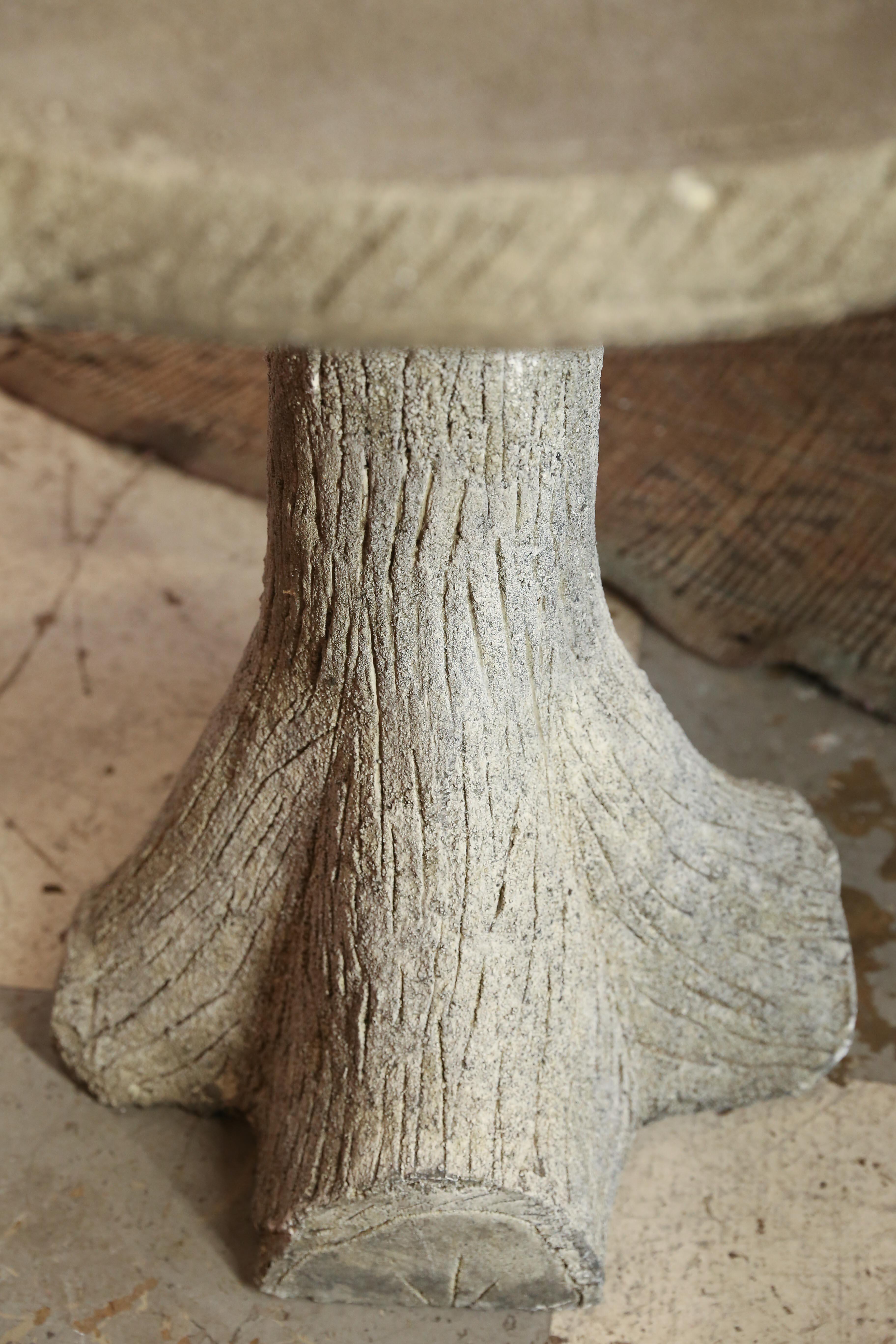Vintage Hand-Cast Stone Faux Bois Table 4