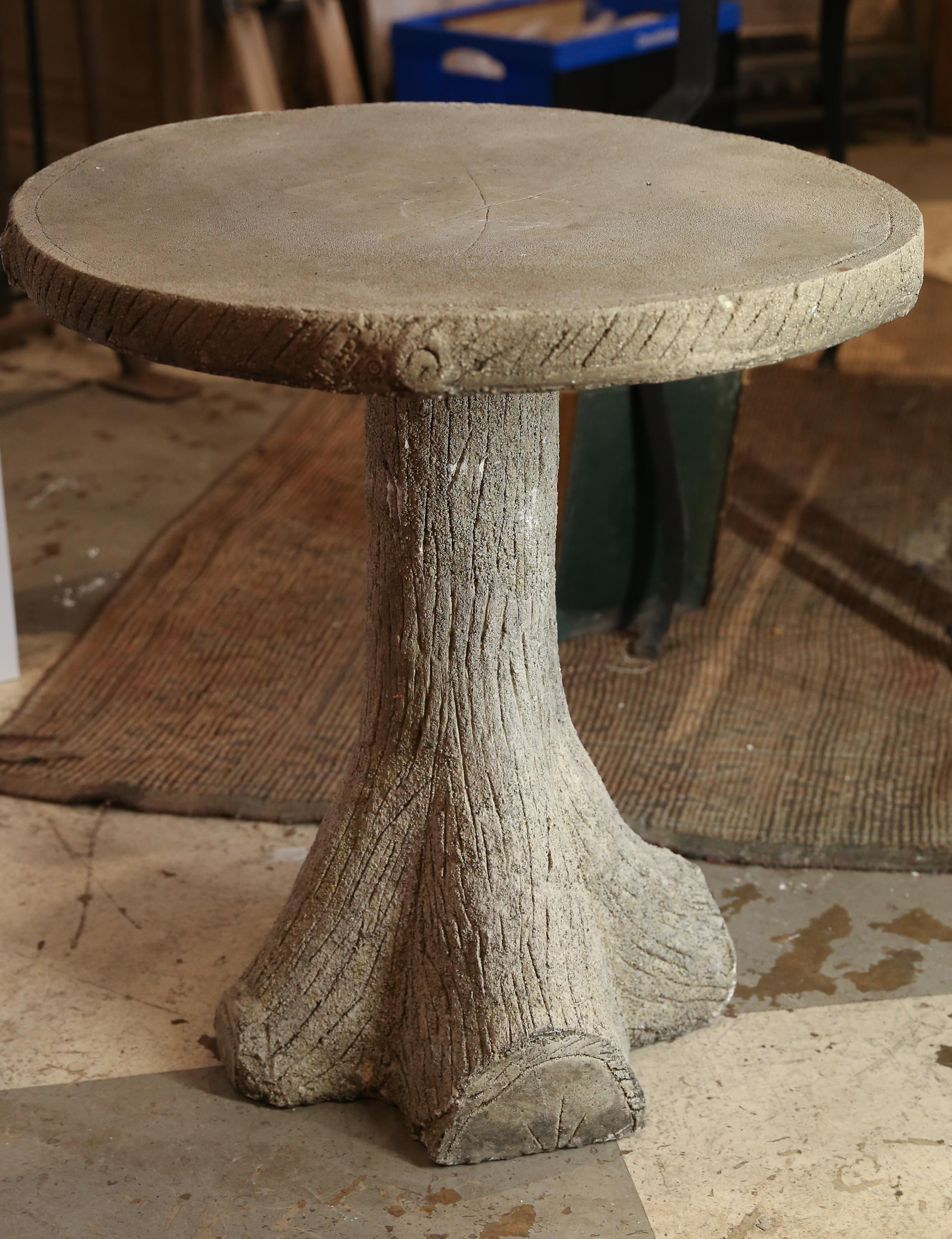 Vintage Hand-Cast Stone Faux Bois Table 5