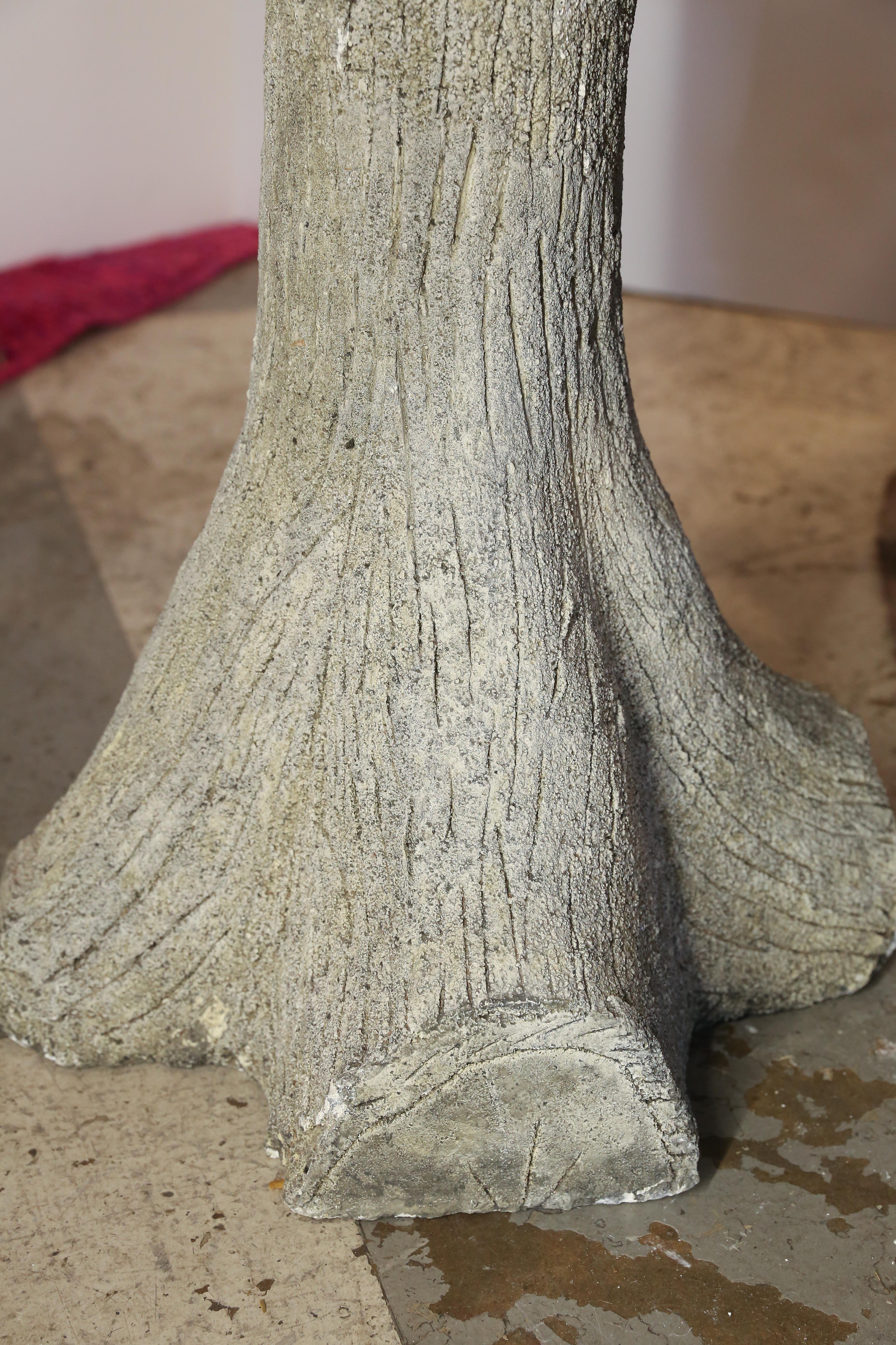 Vintage Hand-Cast Stone Faux Bois Table In Good Condition In Houston, TX