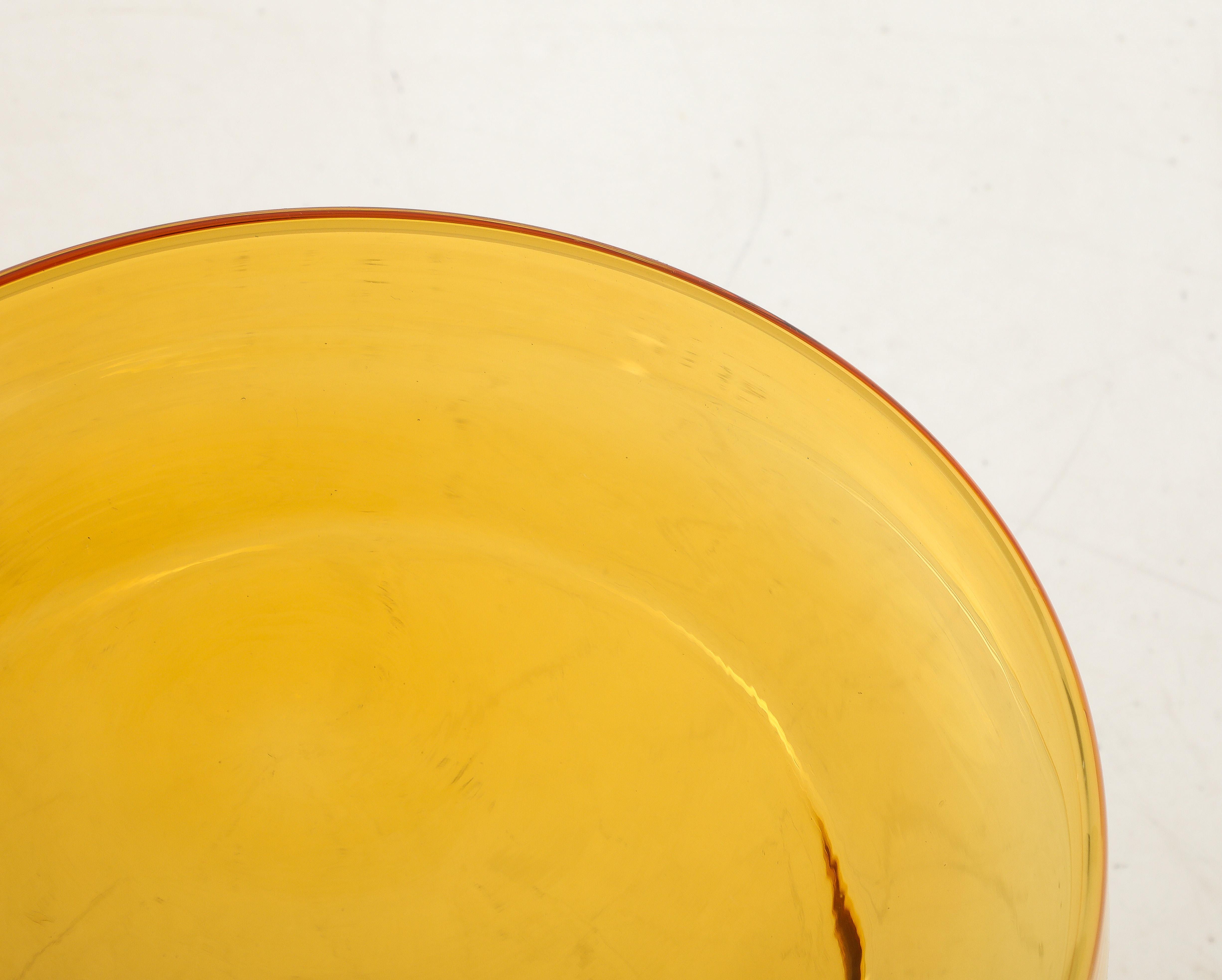Handgegossener runder Beistelltisch aus Bernstein-Gold Murano-Glas, Italien, 15 