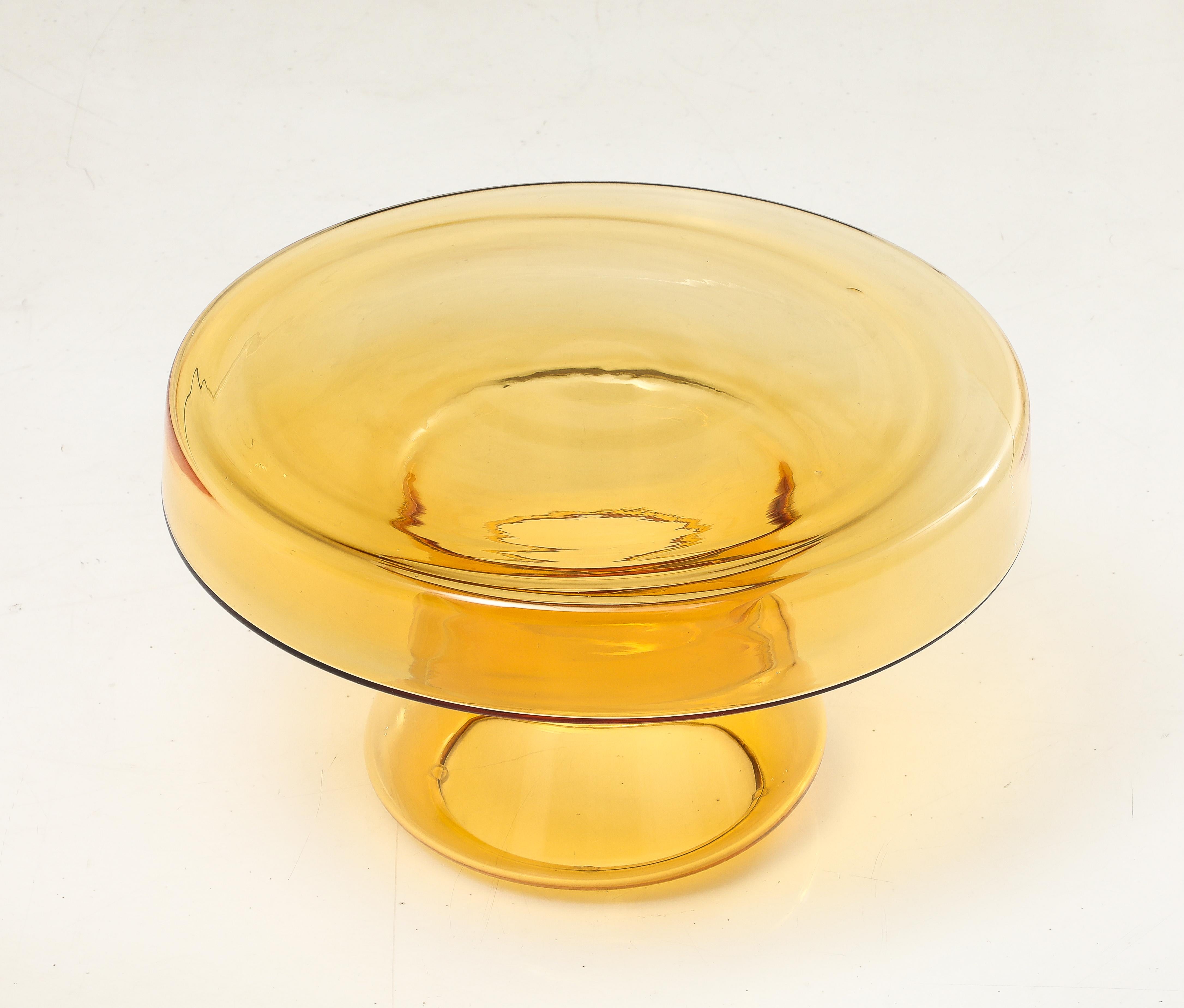 Handgegossener runder Bernstein-Gold Murano Glas Beistelltisch, Italien, 21 