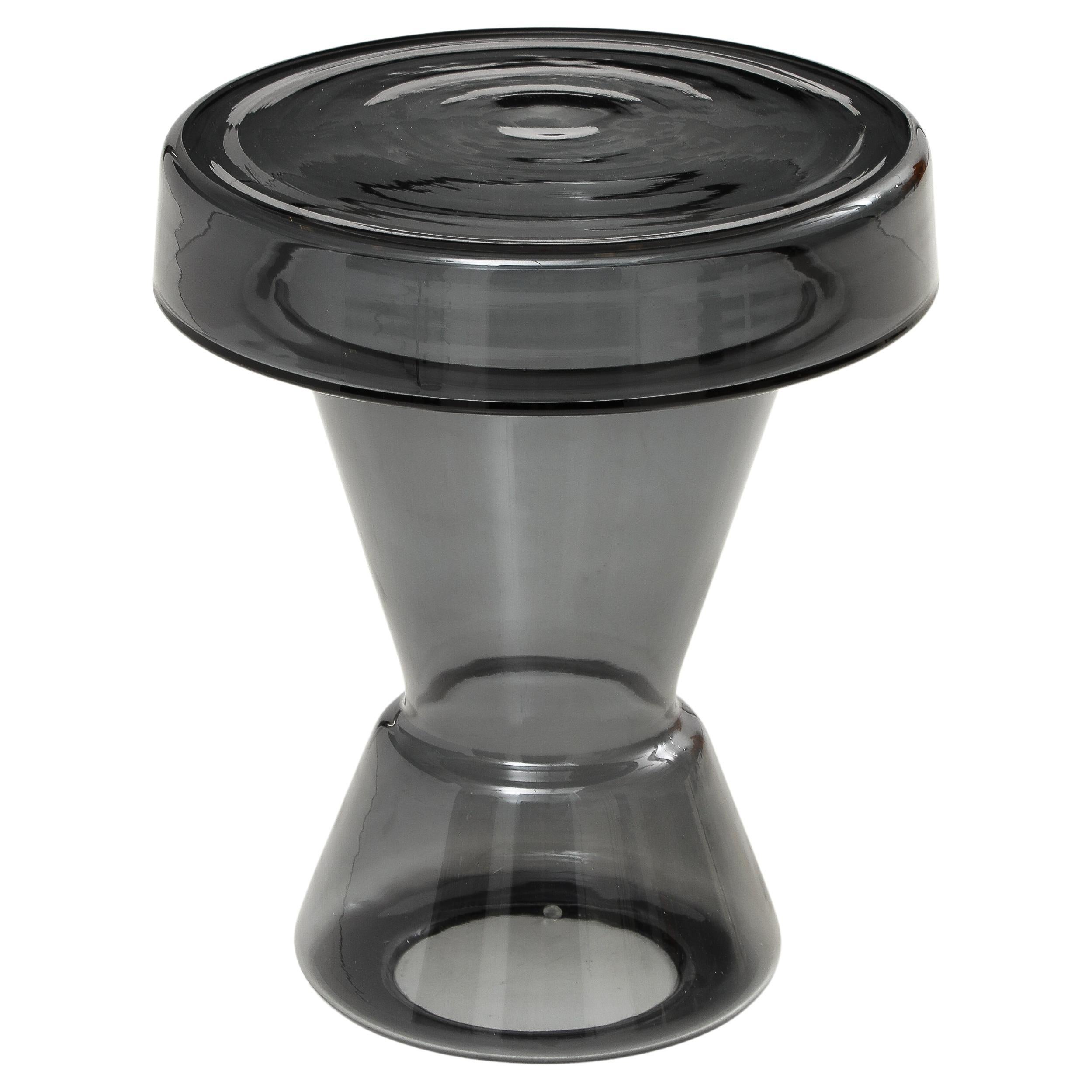 Hand-Casted Amber Smoke Grey Glass Side Table, Italy, Tall, 17.75"H