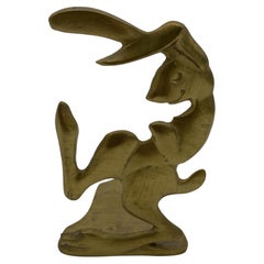 Hand Casted Art Deco Dancing Comic Bunny Rabbit, Signed