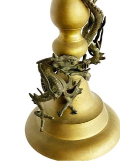 Hand Casted Brass Candlestick Holder w/ Chinese Dragon, Circa 1920