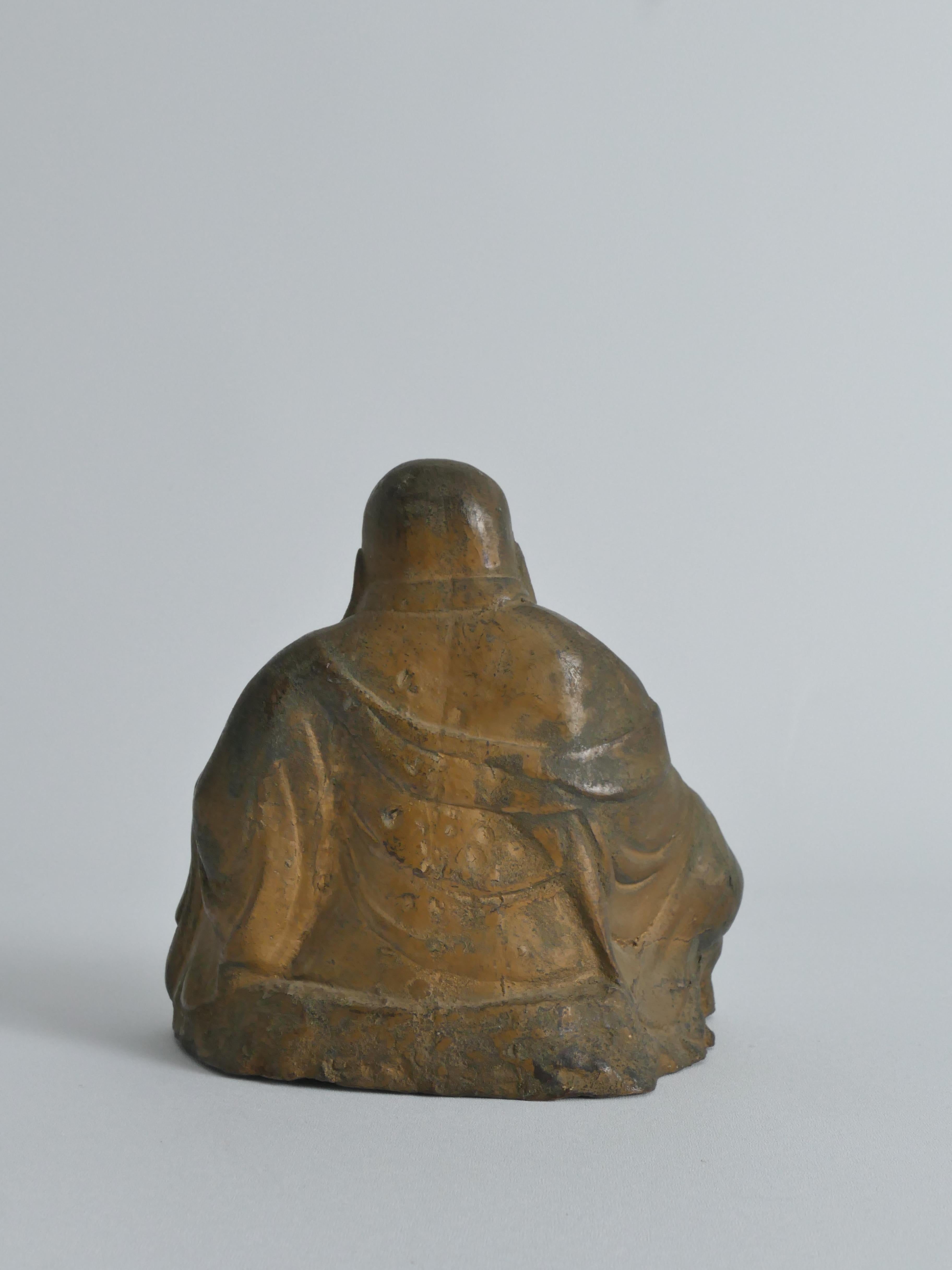 Figure de Budai en bronze coulé à la main, Chine, début du 20e siècle en vente 1
