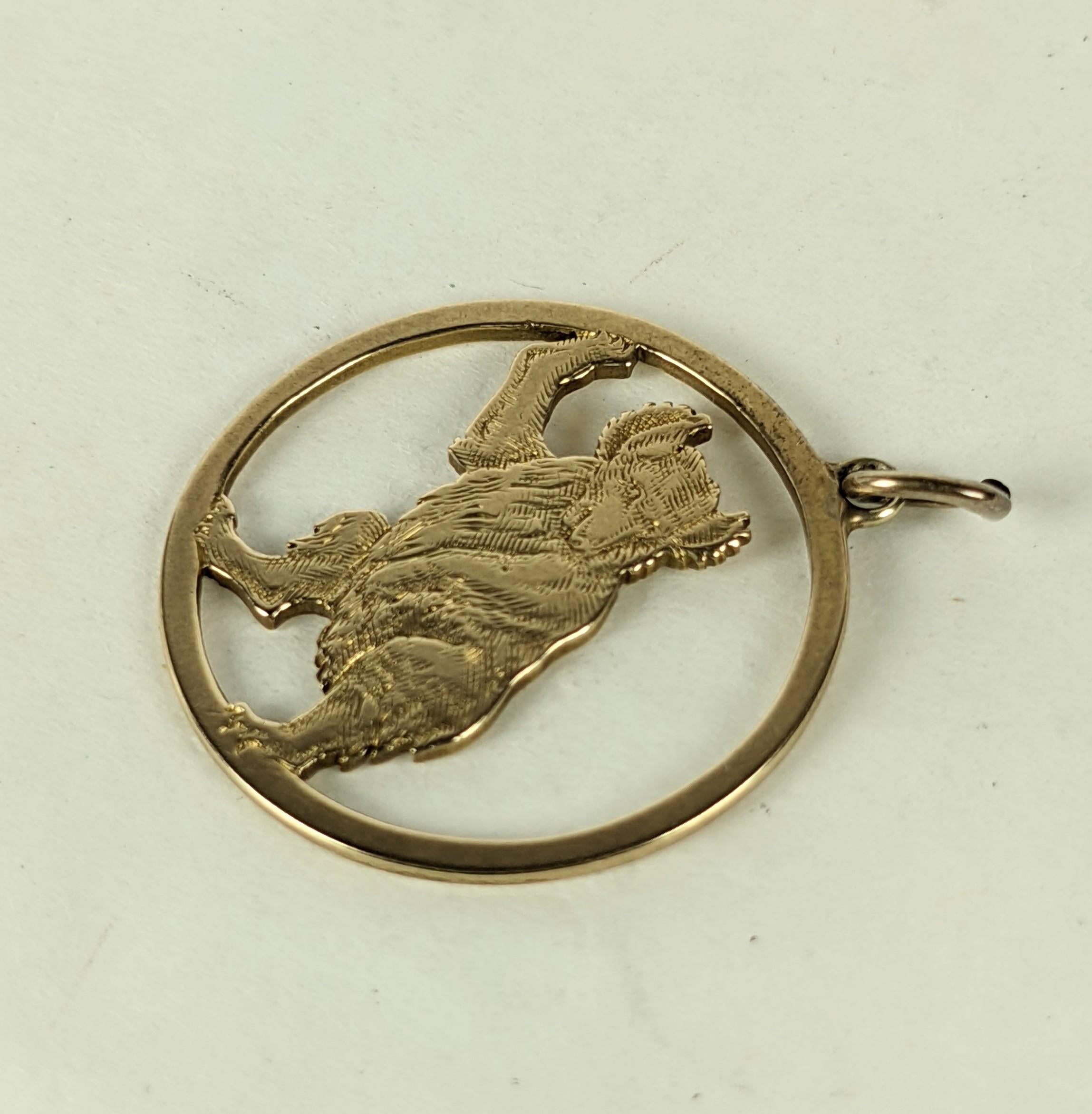 Hand Chased Gold Bear Charm In Good Condition For Sale In New York, NY
